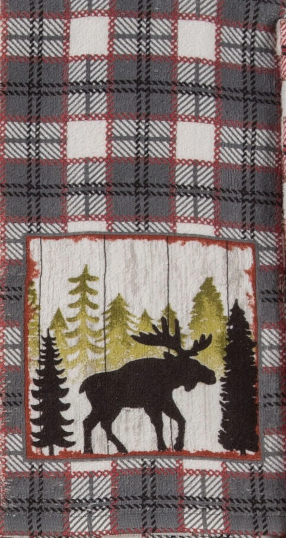 Set of 2 Simple Living MOOSE Plaid Terry Kitchen Towels by Kay Dee Designs