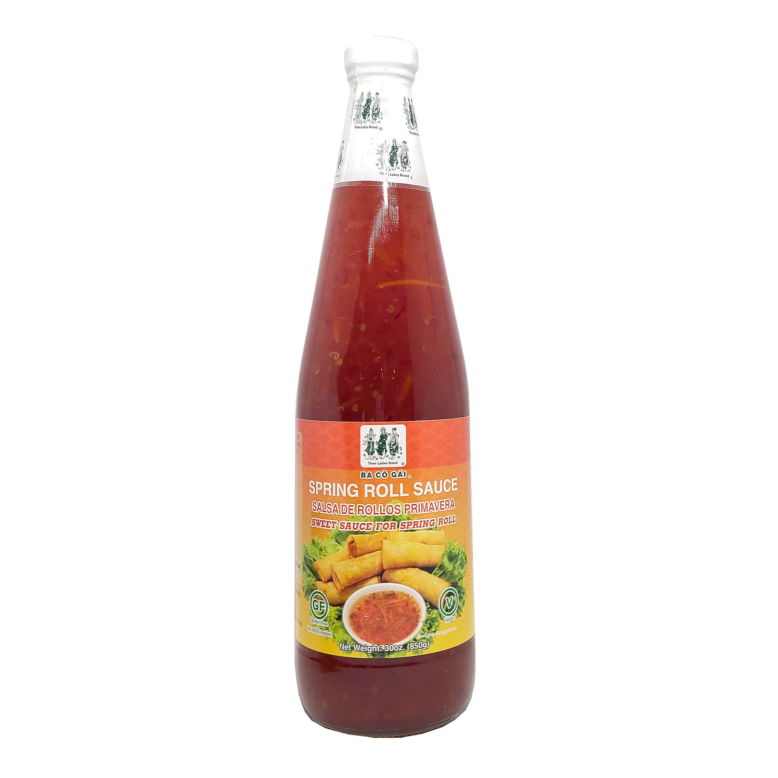 Spring Roll Sweet Chili Sauce by Three Ladies 30 Fl. Oz. / 850 ml. with Bonus Stylish Stainless Steel Sauce Spoon (2-Pce Set)