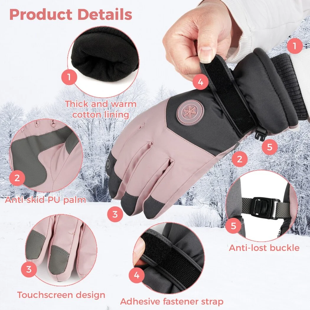 Ski Gloves& Ski Socks Set for Women, Warm Waterproof Anti-Skid Touchscreen Gloves, Thick Thermal Socks for Winter Skiing, Cycling, Hiking