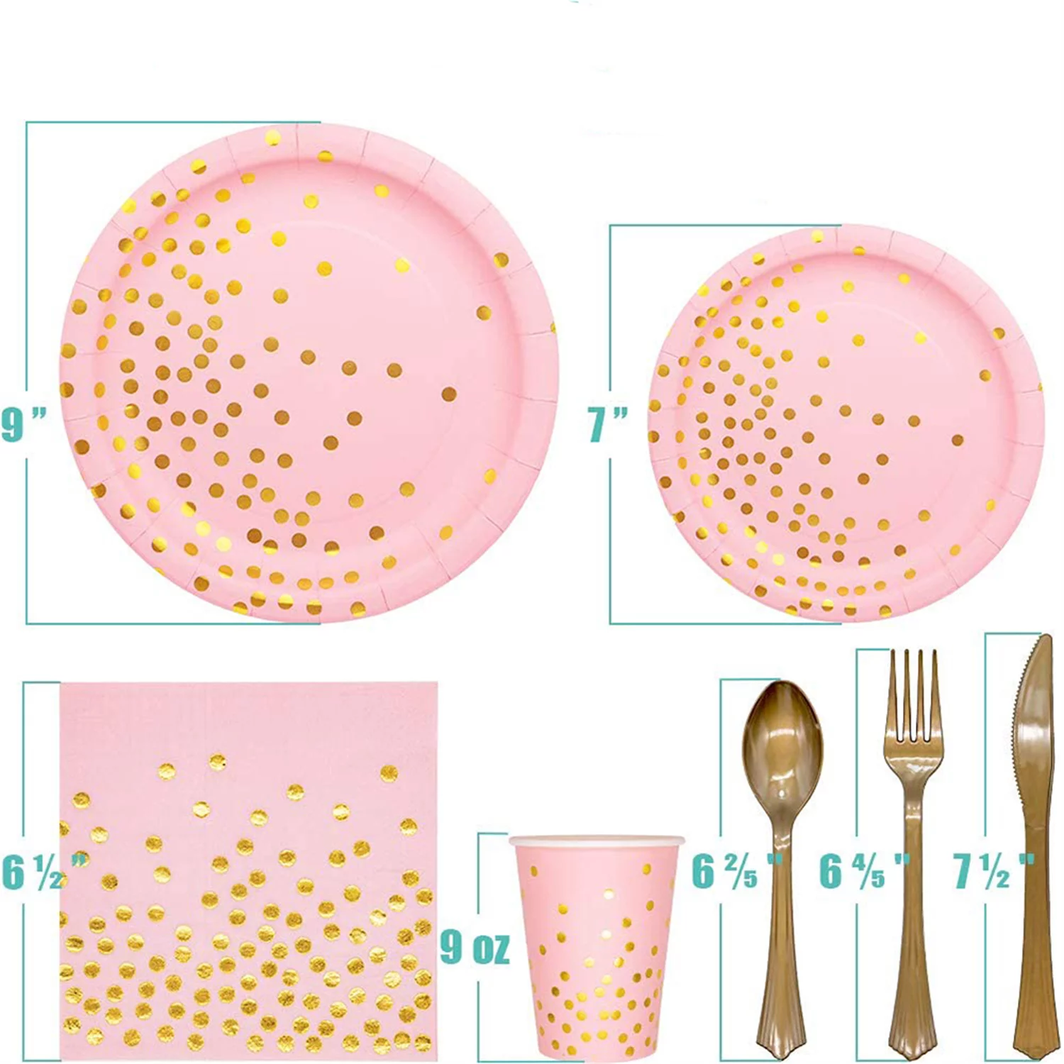 JSLEAP Disposable Tableware Set Dinner Plate, Cups, Paper Towel, Knife and Fork, Straw Party Supplies Are Suitable for 25 Guests