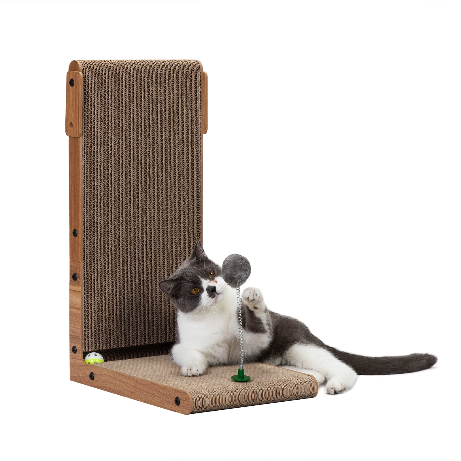 Andoer Cat Scratching Board, Corrugated Cat Scratcher with Bell and Toy, Indoor Cat Scratching Pad for Small to Large Cats
