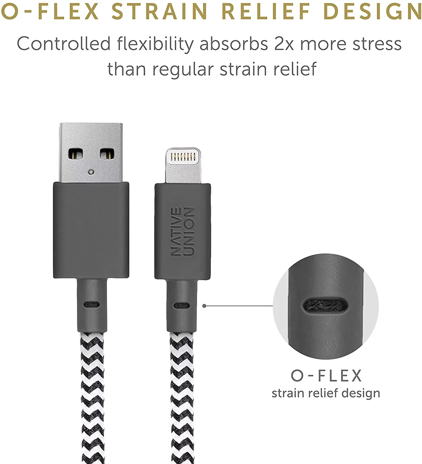 Native Union  10-Ft USB to USB-C Charge and Sync Braided Belt Cable - Gray
