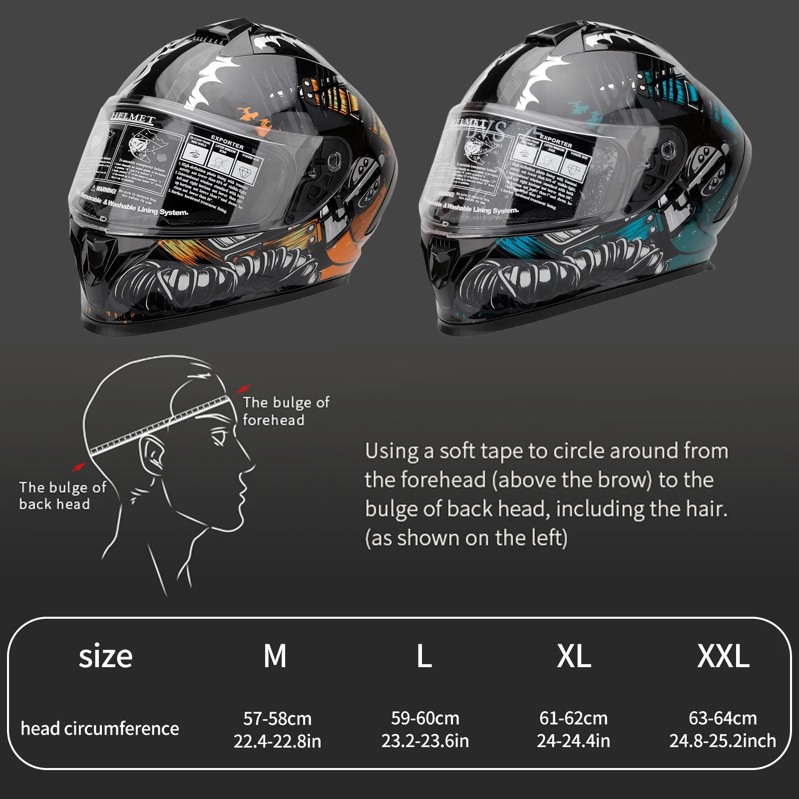 Meterk Motorcycle Helmet Unisex Adult Cool Rider Equipment Four Seasons Motorbike Helmet Dual Visor Flip Full Face Helmet Built in Sunglasses Breathable Easy on and off