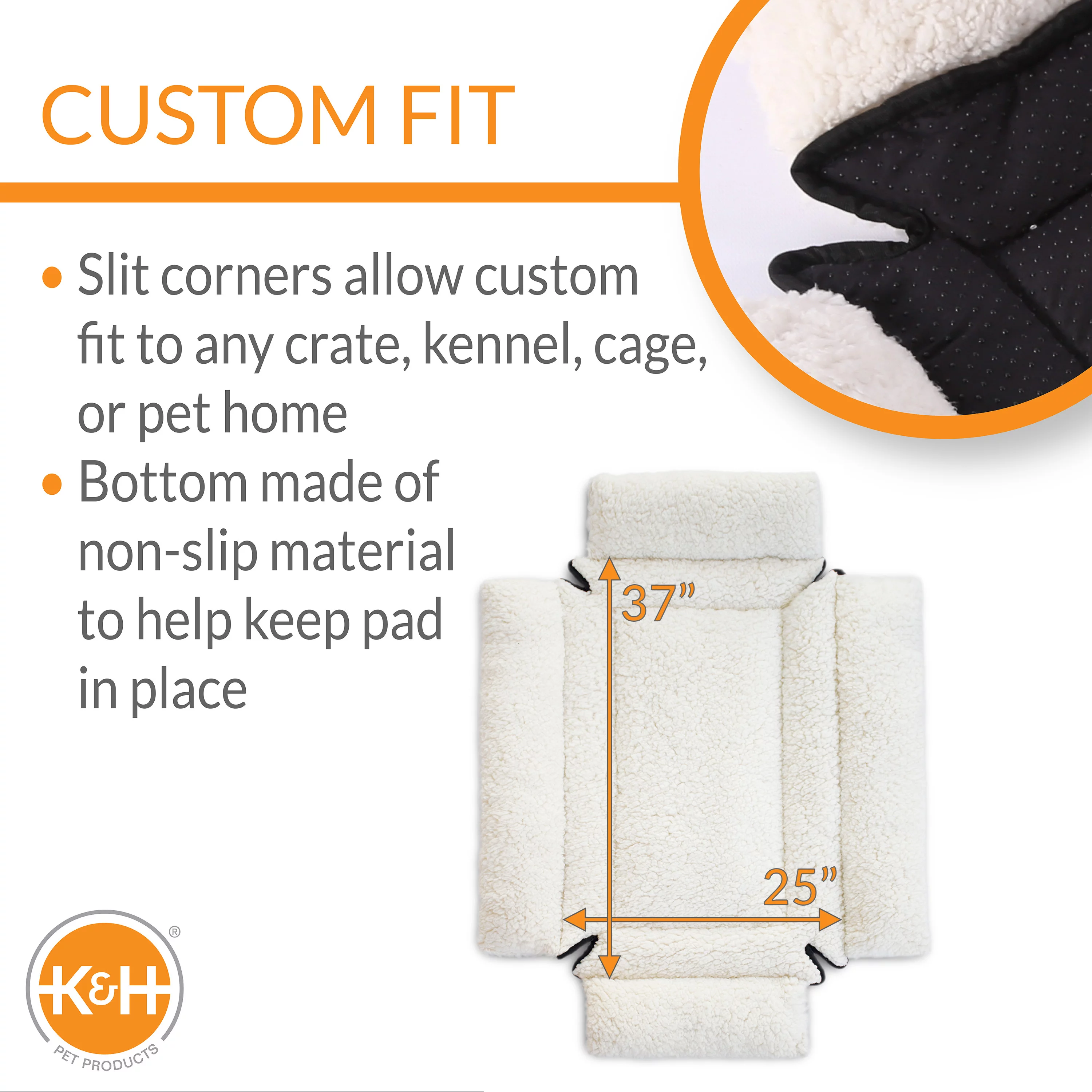 K&H Pet Products Deluxe Bolster Crate Pad Fleece 25 X 37 Inches