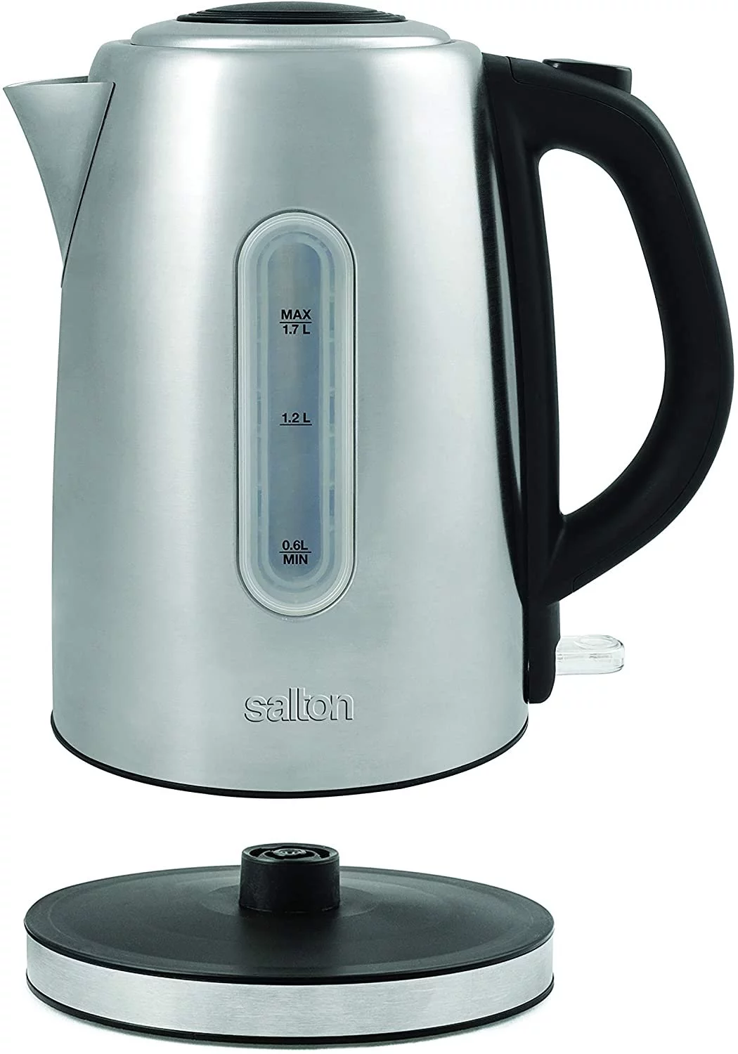 Salton Cordless Electric Stainless Steel Kettle, Water Boiler and Tea Heater, 1.7 Liter/Quart with Automatic Shut-Off and Boil-Dry Protection, Water Level Window, 1500 Watts JK1903