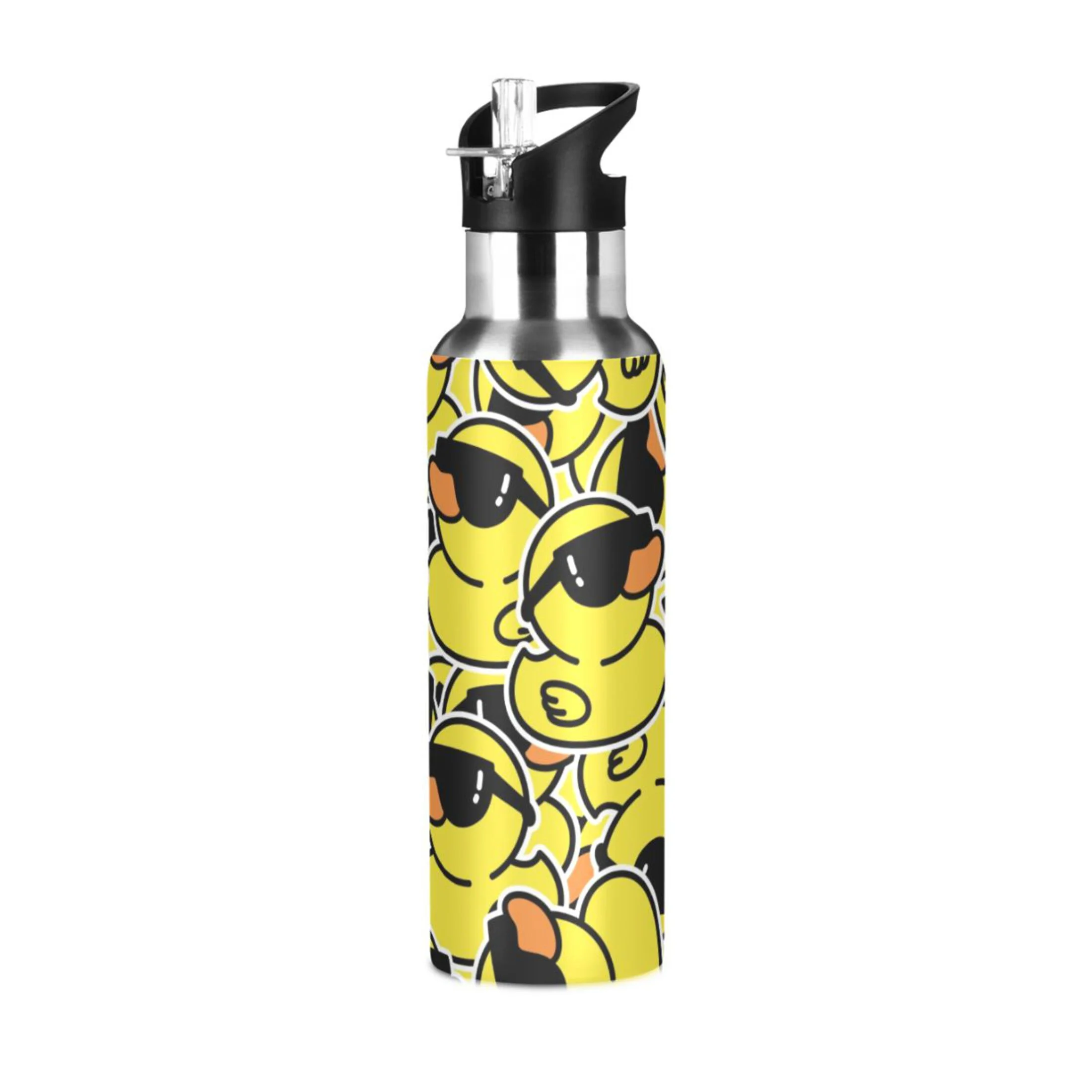 Stainless Steel Water Bottle Duck with Straw Lid Vacuum Insulated Leak Proof Flask Jug for Gym Travel Sports Cycling Outdoor 20 OZ