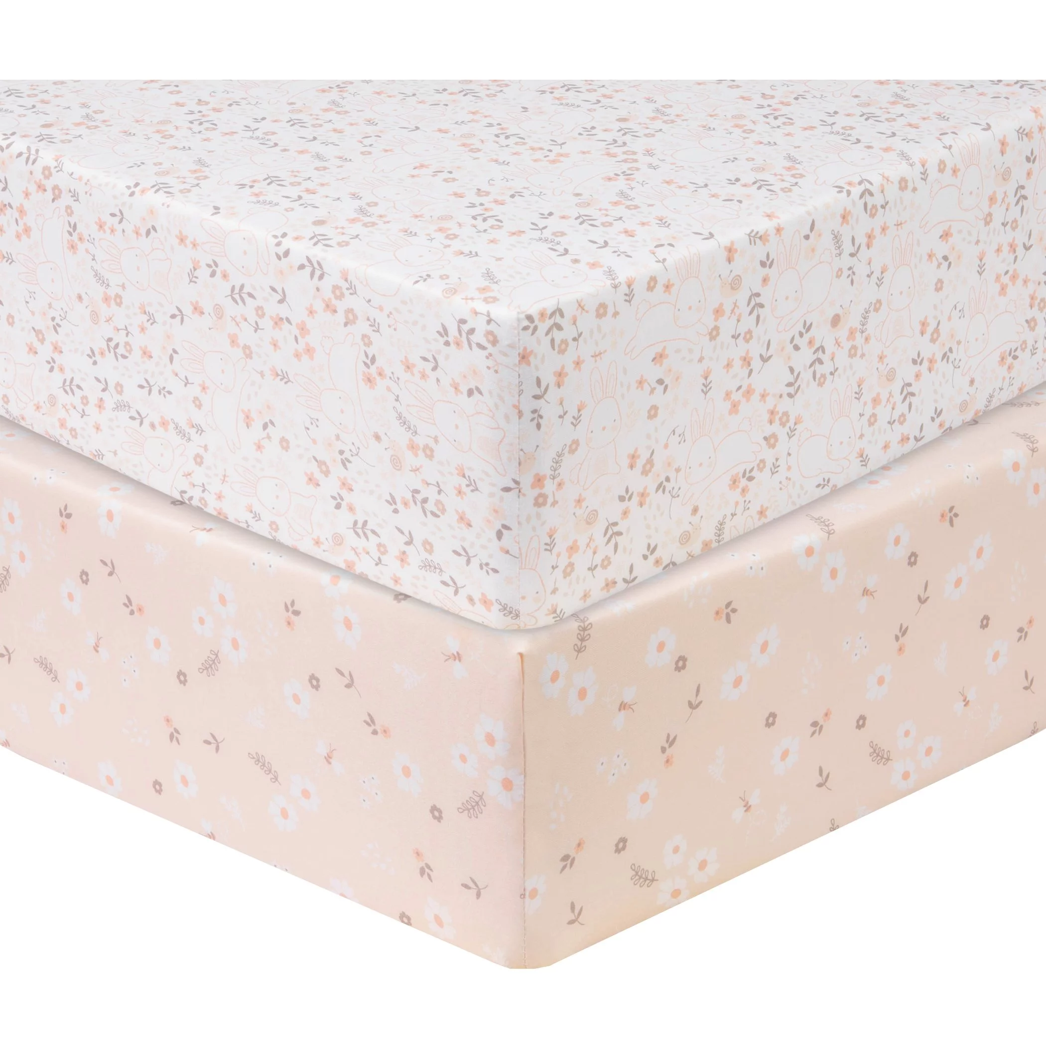 Sammy and Lou Infant Floral Printed Microfiber Woven Deep Pocket Crib Sheets, Pink, 2 -Pieces, 200 Thread Count