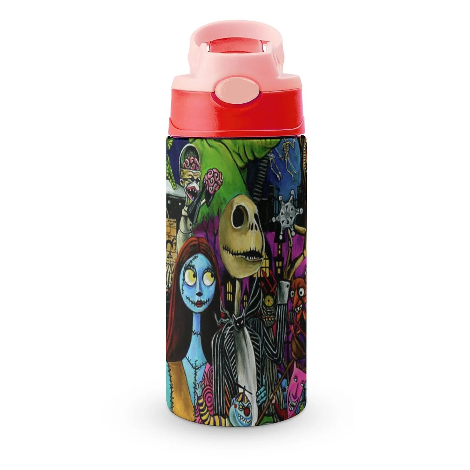 The Nightmare Before Christmas Kid's Insulated Water Bottle With Straw Vacuum Stainless Steel Cup Leak-Proof Children Toddler Thermoses