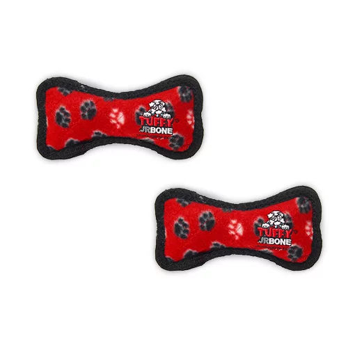 Tuffy Jr Bone Red Paw, 2-Pack Durable Dog Toys