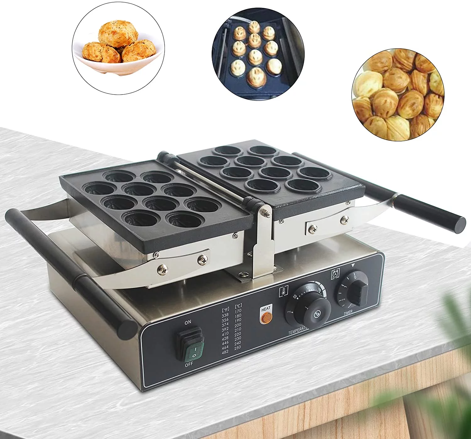 Electric Walnut Shaped Waffle Maker 10 Holes Walnut Crisp Make Non-Stick