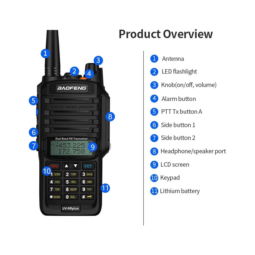 Walkie-talkie,Uv-9r Plus Two-way Radio Portable Two-way Radio Dual Ip67 Waterproof Plus Portable Dual BandBand Handheld Two Way Radio Uv 9r Plus Owsoo Uv 9r Two-way Handheld Uv-9r