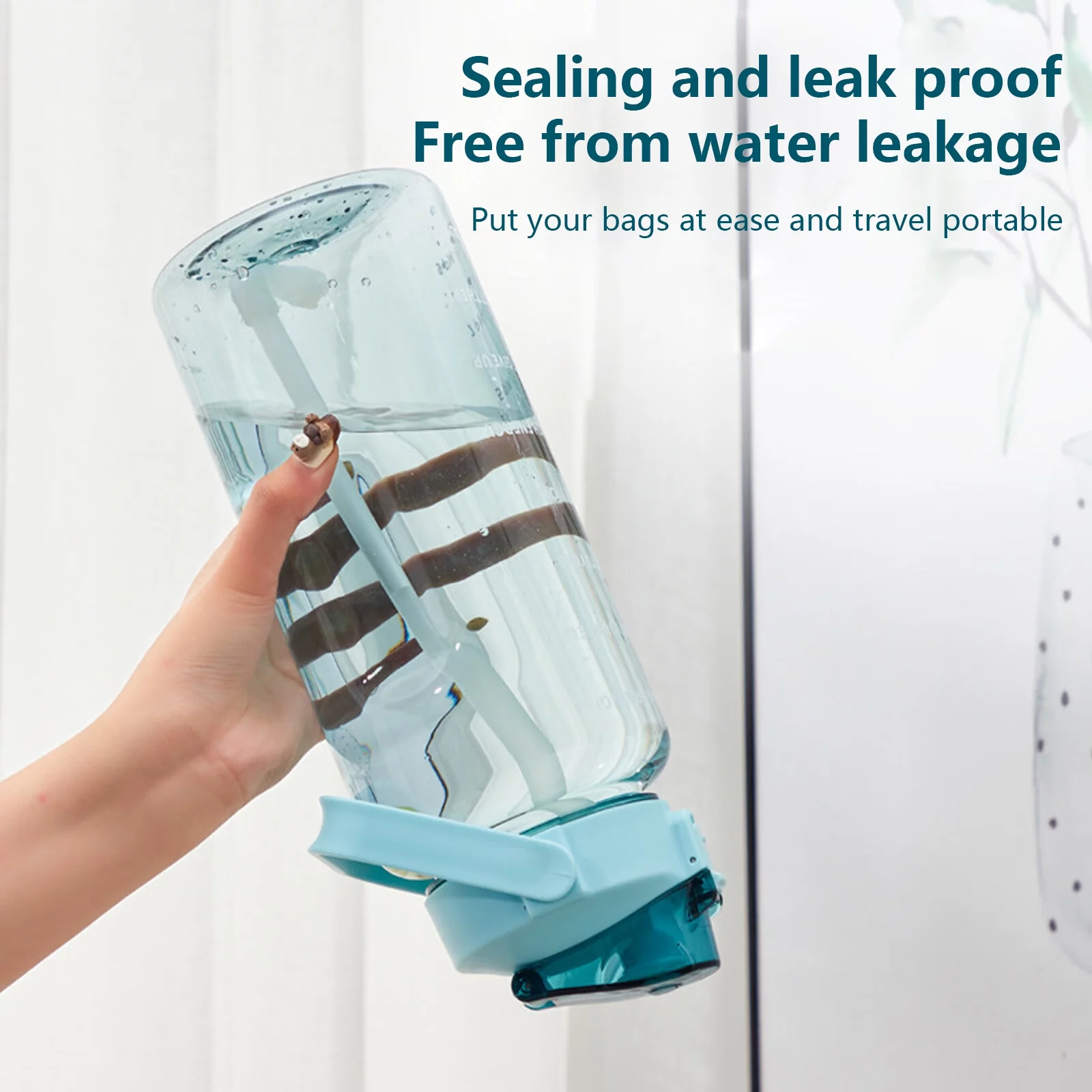 JETTINGBUY 2 Liter Water Bottle with Straw Female Girls Large Portable Travel Bottles Sport