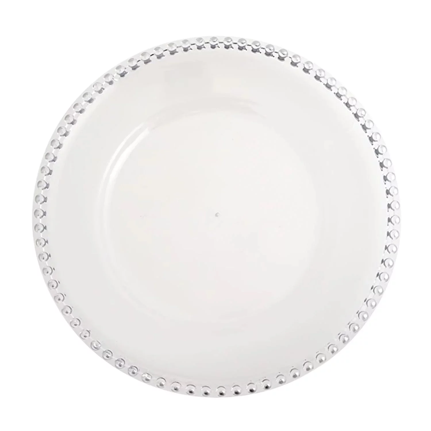 36 Pack | Clear Beaded Plastic Charger Plates