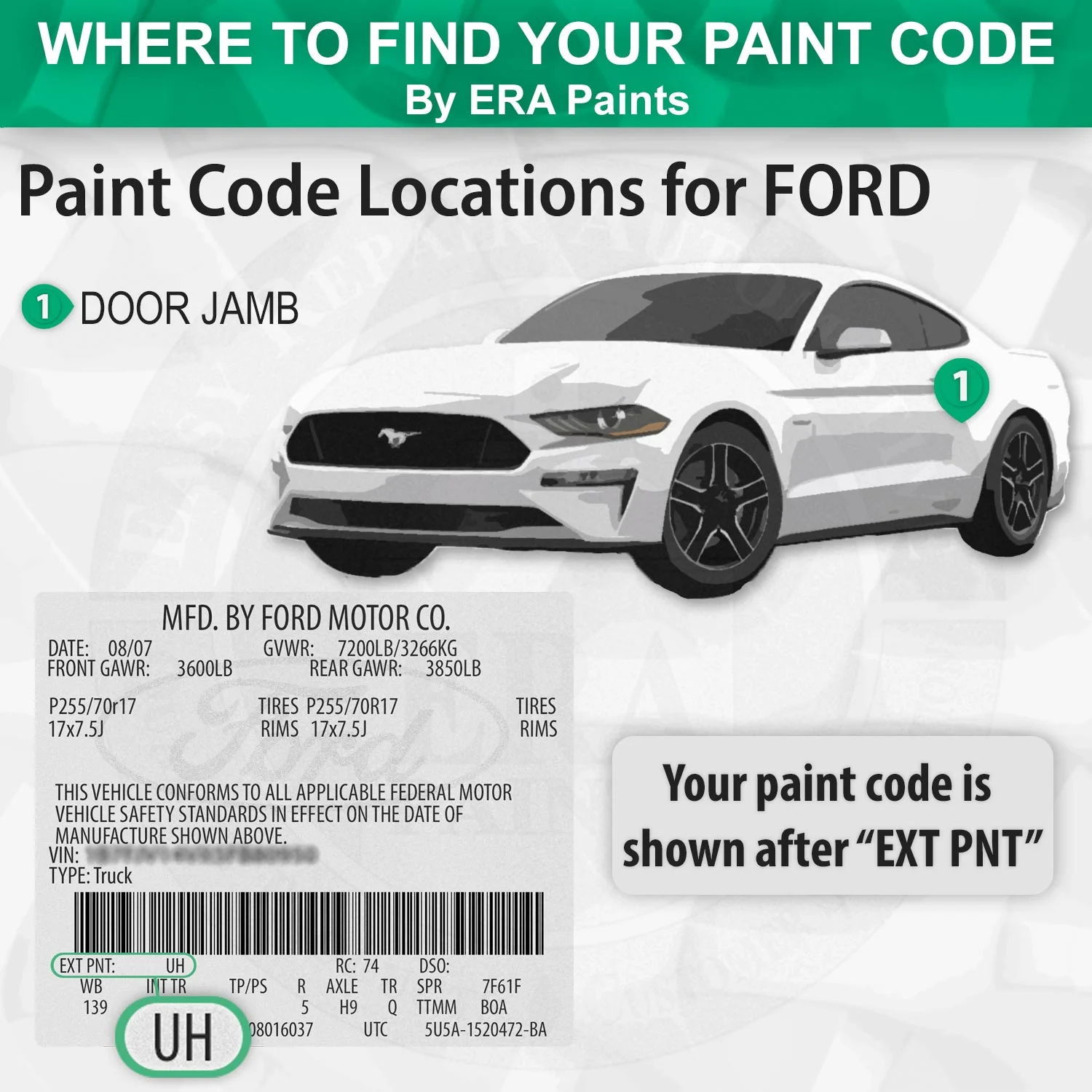 For FORD (W6 - NX Green Gem Metallic 2) Exact Match Aerosol Spray Touch Up Paint Clearcoat and Primer - Pick Your Color