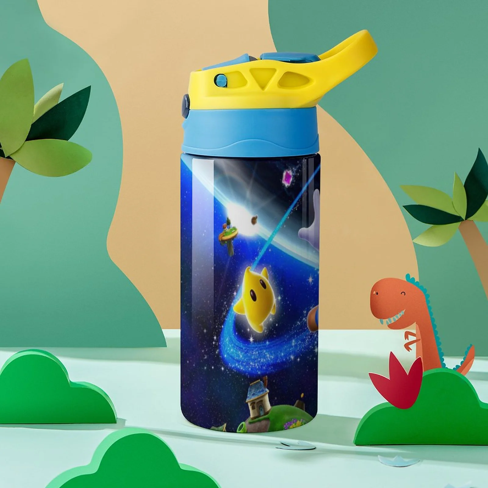 Fly Super Mario Kid's Insulated Water Bottle With Straw Vacuum Stainless Steel Cup Leak-Proof Children Toddler Thermoses