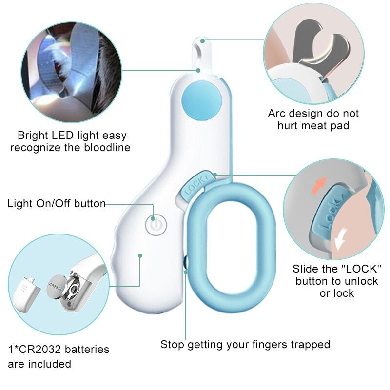 Professional Pet Grooming Tools - LED Light Pet Clippers & Nail Clippers Cats