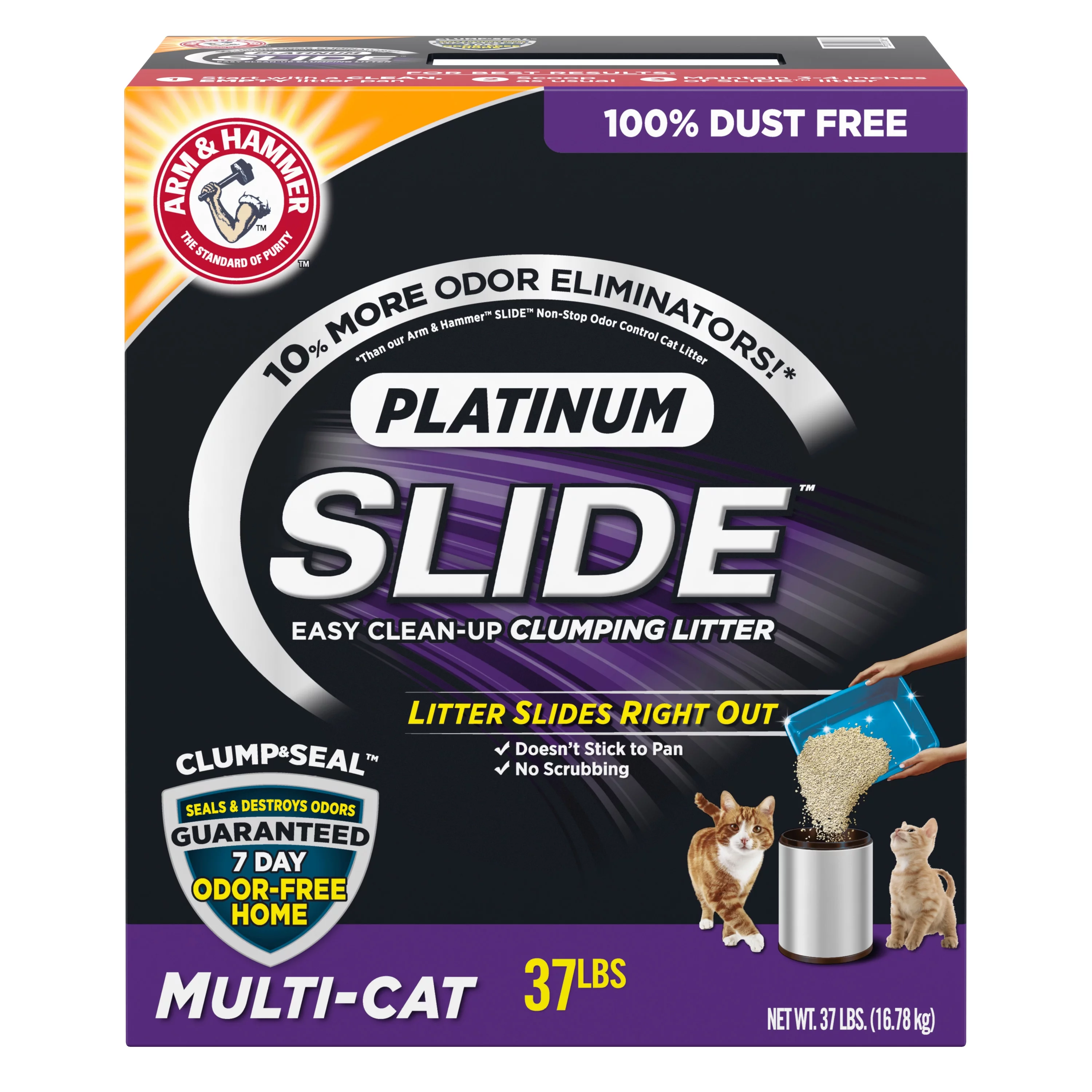 Arm & Hammer Platinum Slide Easy Clean-Up Clumping Cat Litter, Multi-Cat, 37 Lbs - Default Title