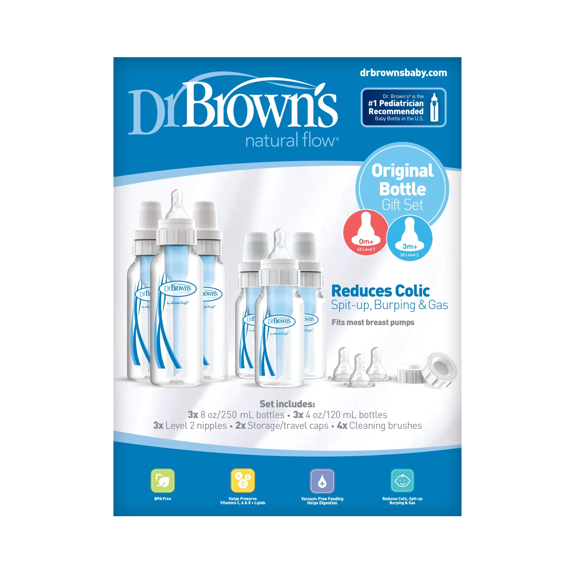 Dr. Brown's Natural Flow Original Baby Bottle Gift Set 6-Pack