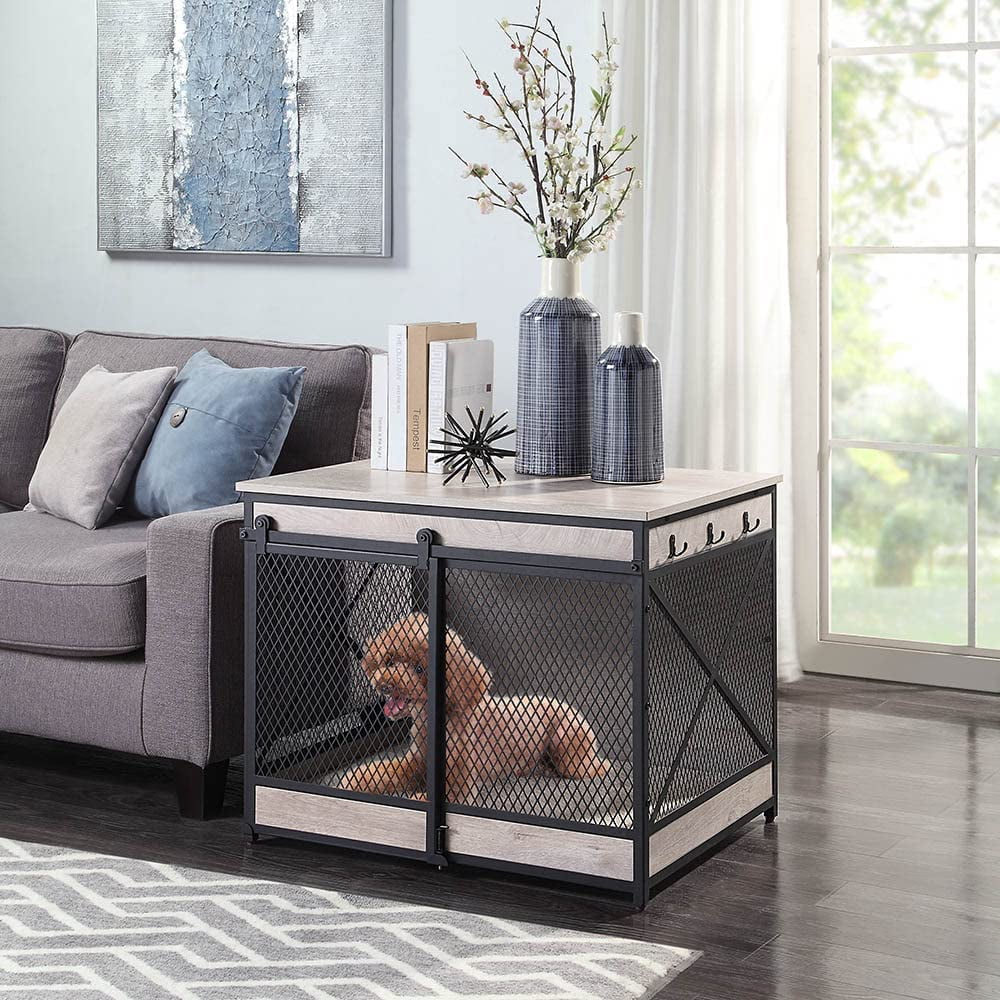 UniPaws UH5149 Slid Door Dog Crate - Weathered Grey