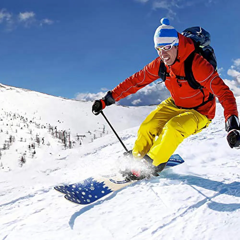 LONABR Lightweight Snow Ski and Pole Set with bindings Sturdy 26Inch Snow Skiing Equipment for Kid's Beginner (Blue)