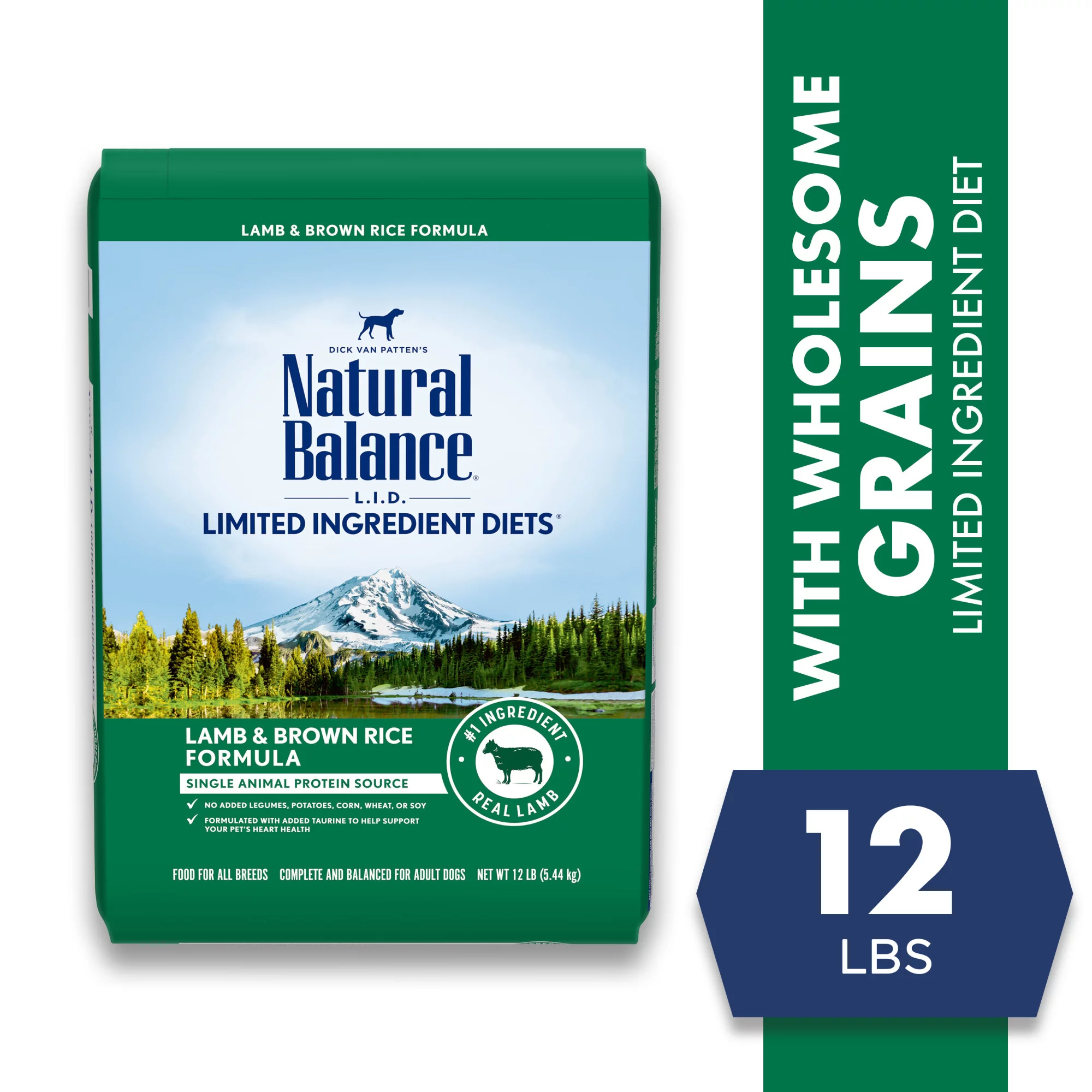 Natural Balance L.I.D. Limited Ingredient Diets Dry Dog Food, 12 Pounds, Lamb & Brown Rice Formula