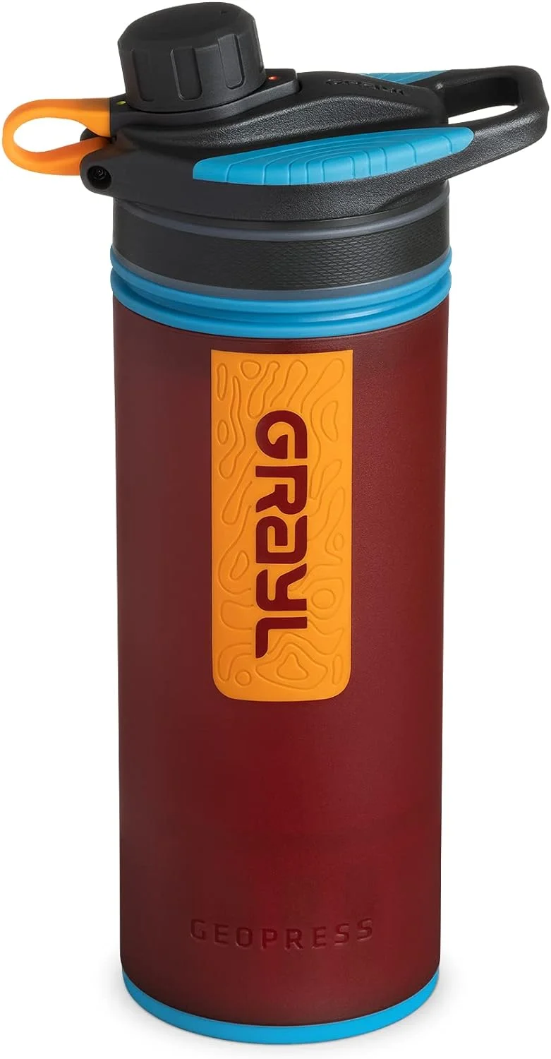 RUO GeoPress 24 oz Water Purifier Bottle - Filter for Hiking, Camping, Survival, Travel