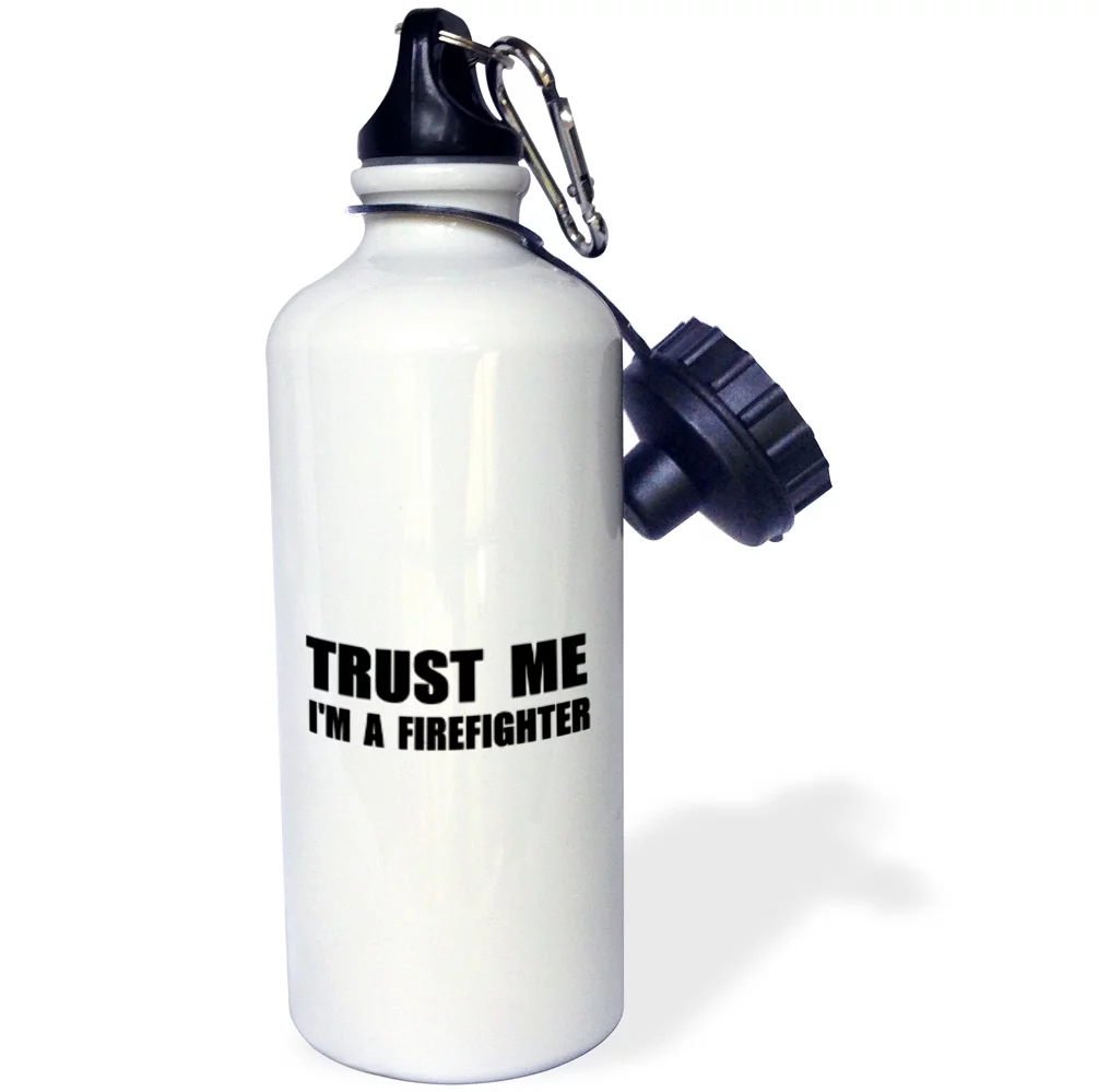 3dRose Trust me Im a Firefighter - fun fire fighter humor funny job work gift, Sports Water Bottle, 21oz