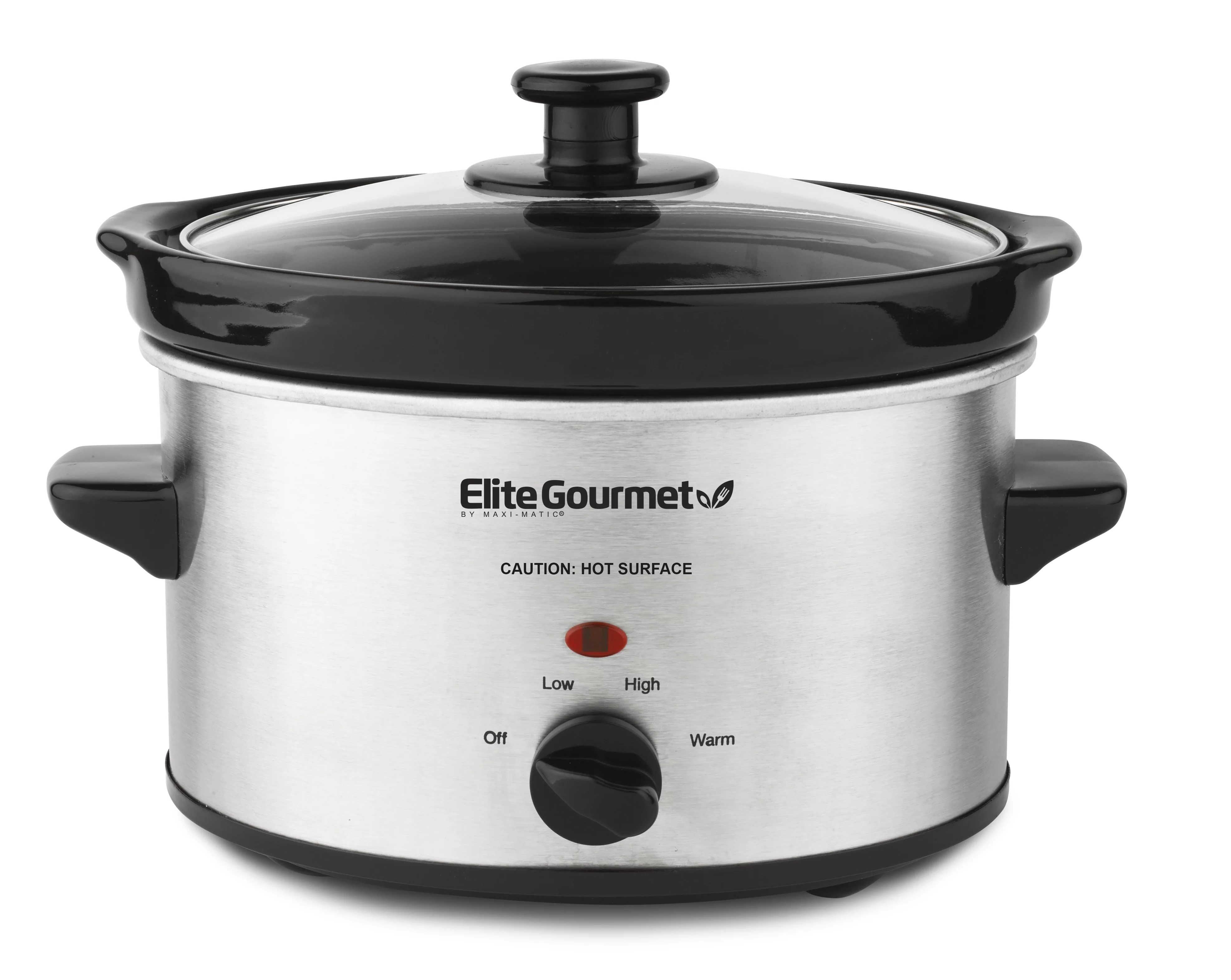 Elite Gourmet 2 Qt Oval Stainless Steel Slow Cooker