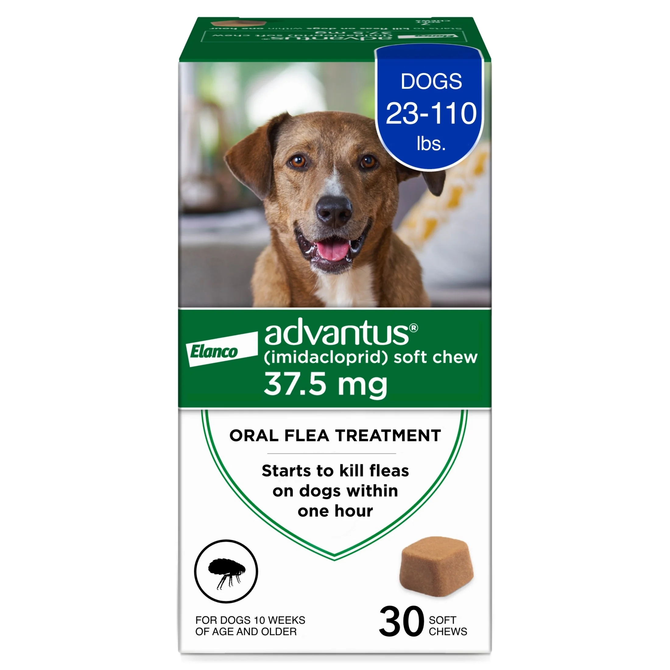 Advantus (Imidacloprid) Flea Treatment for Large Dogs (23-110lbs), Oral Soft Chews 37.5mg, 30 Doses