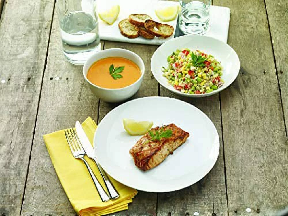 Denmark Tools for Cooks 12-Piece White Porcelain Dinnerware Set of Dinner Plates, Bowls - Service for 4