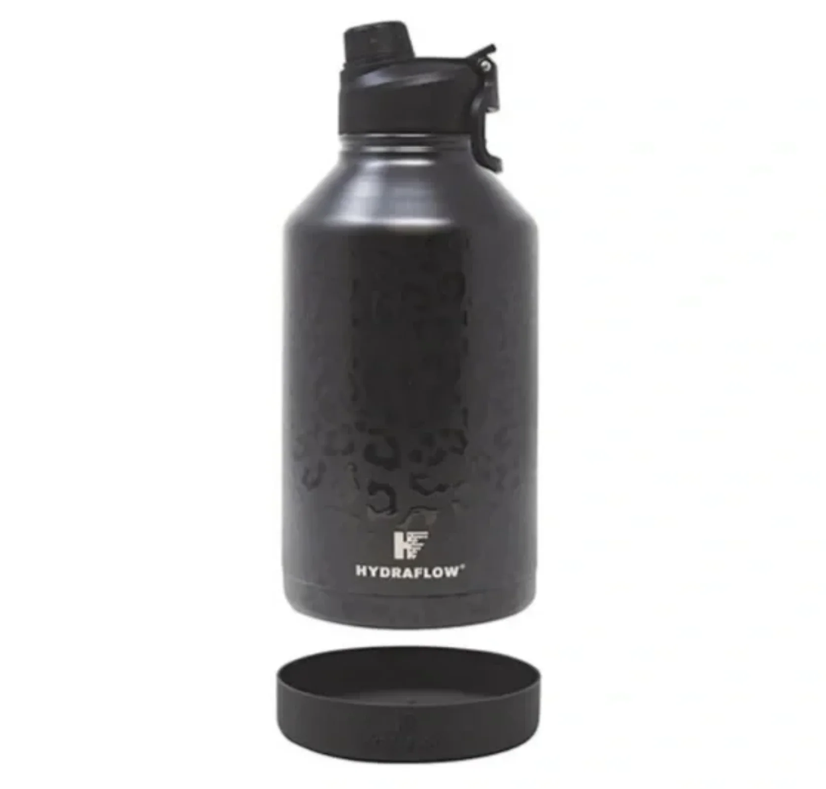 Hydraflow Triple Walled Stainless Steel Crusader Bottle, 64Oz (Black Leopard)
