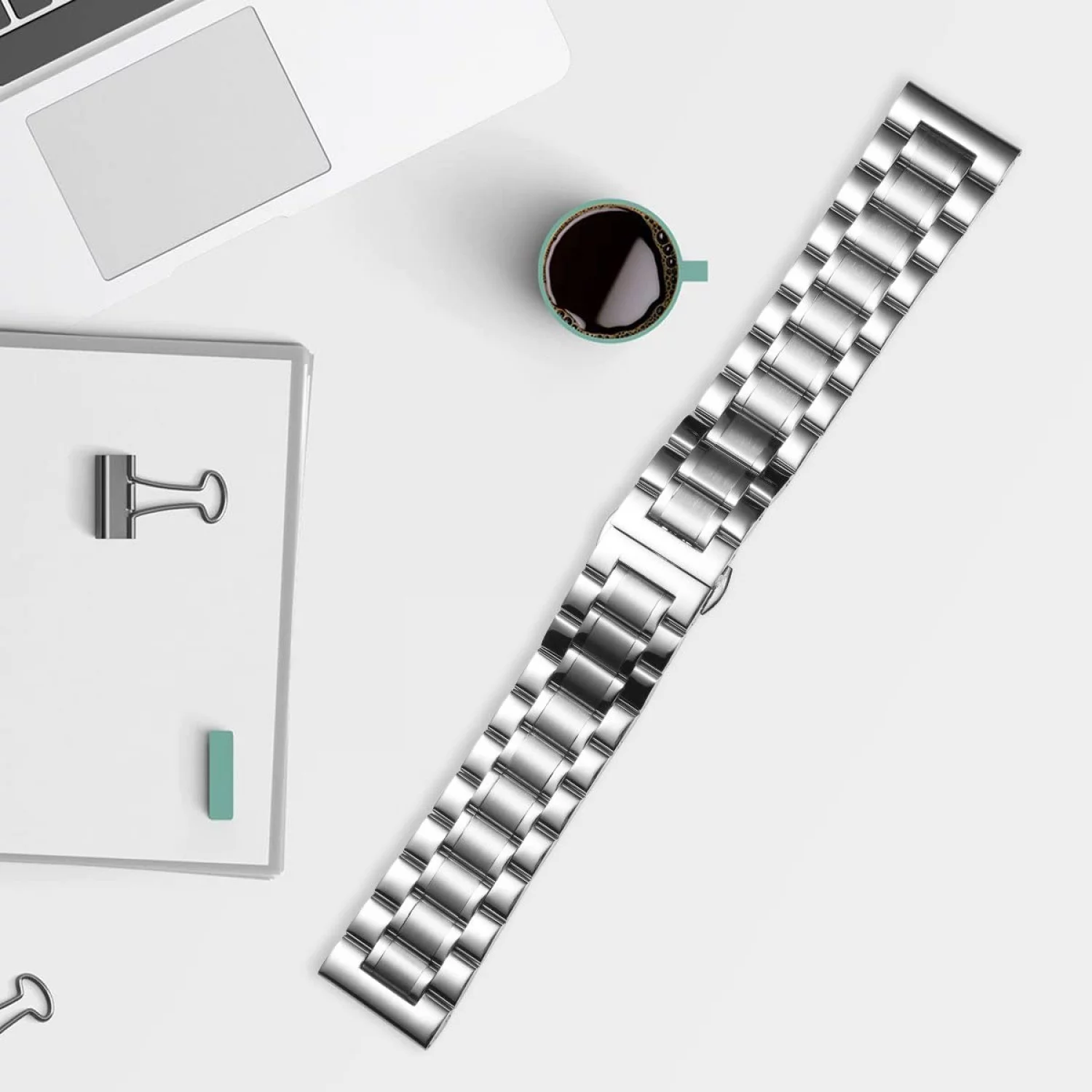 Stainless Steel Watch Bands with Straight & Curved End 5 Color(Gold, Sliver, Black, Rose Gold, Gold-Silver Two Tone) Size(15mm) Valentine Gifts