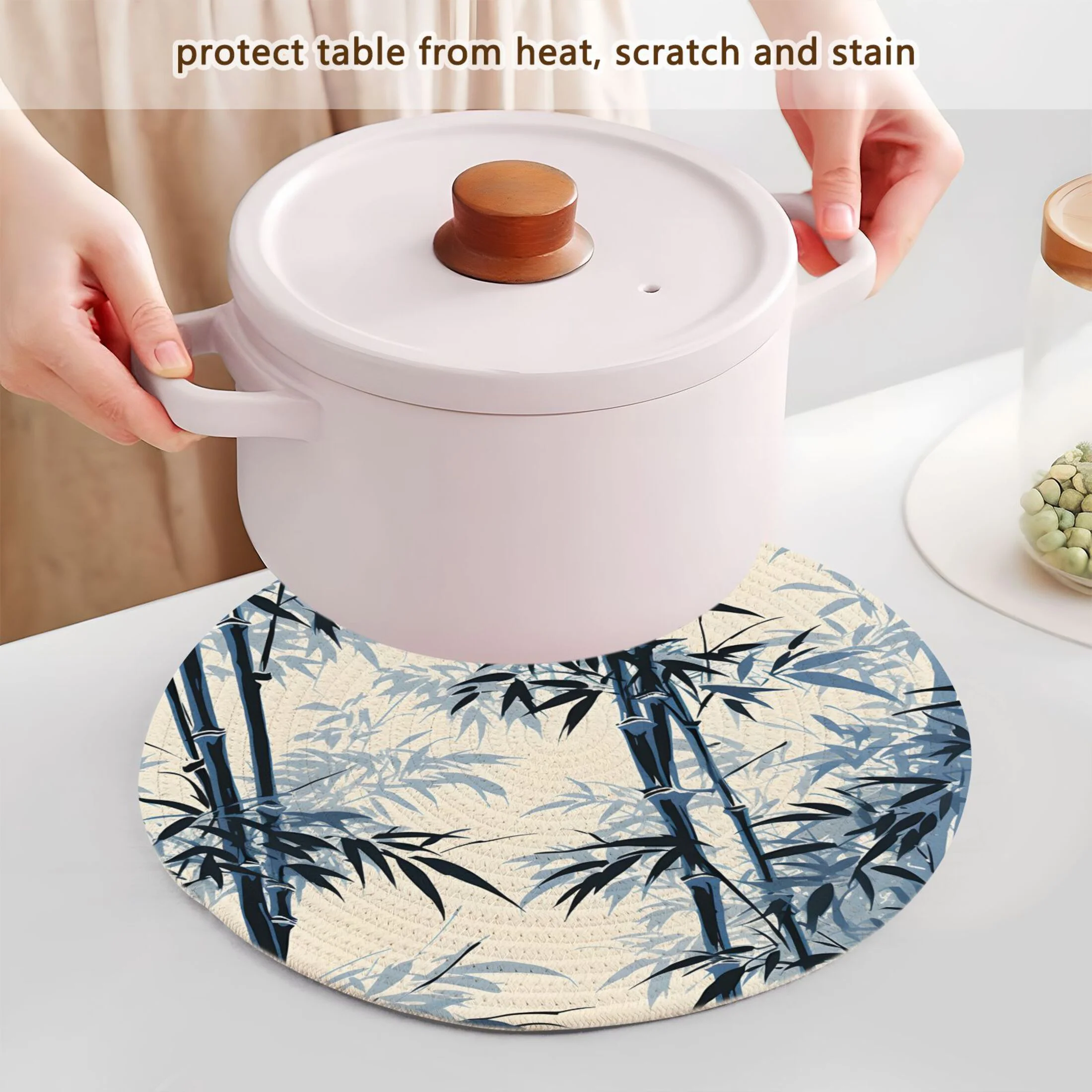 Bamboos 3 PCs Pot Holders Trivets Kitchen 15