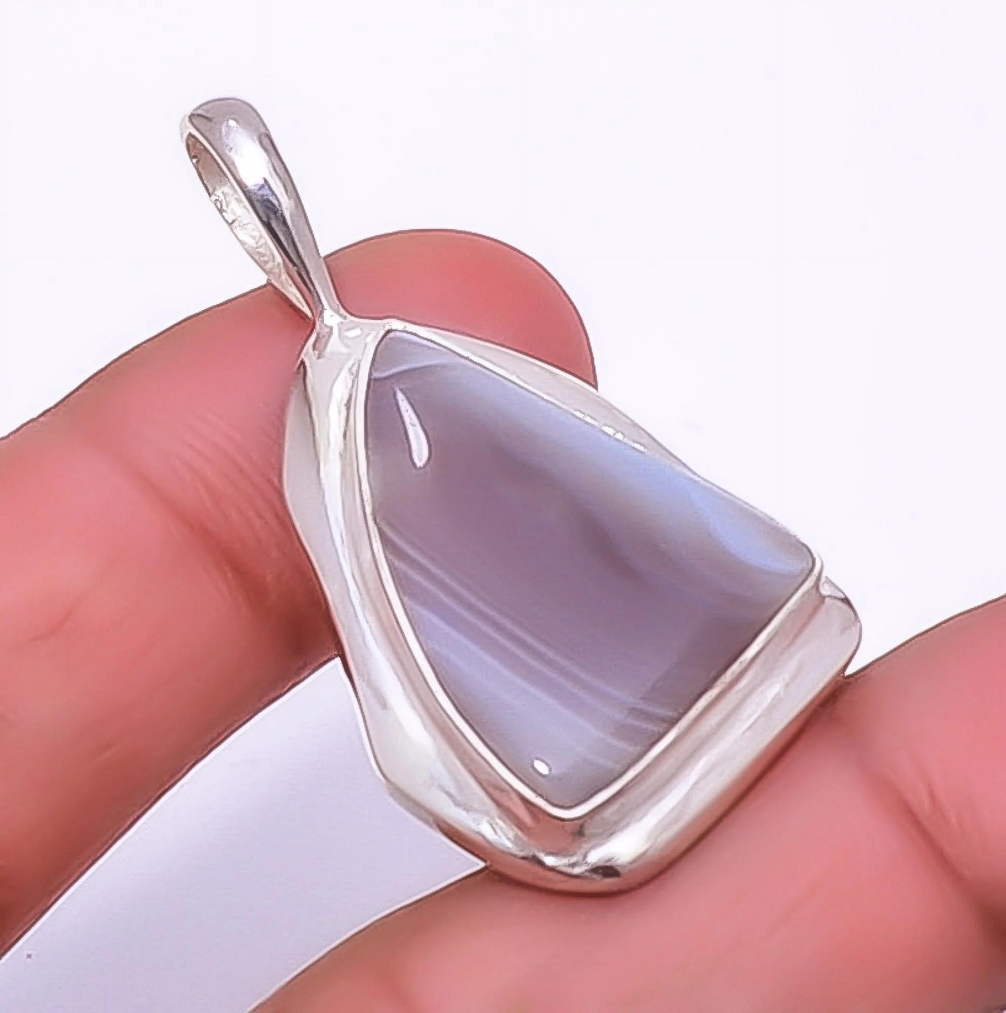 Botswana Agate Handmade 925 Silver Plated Jewelry Pendant 1.72
