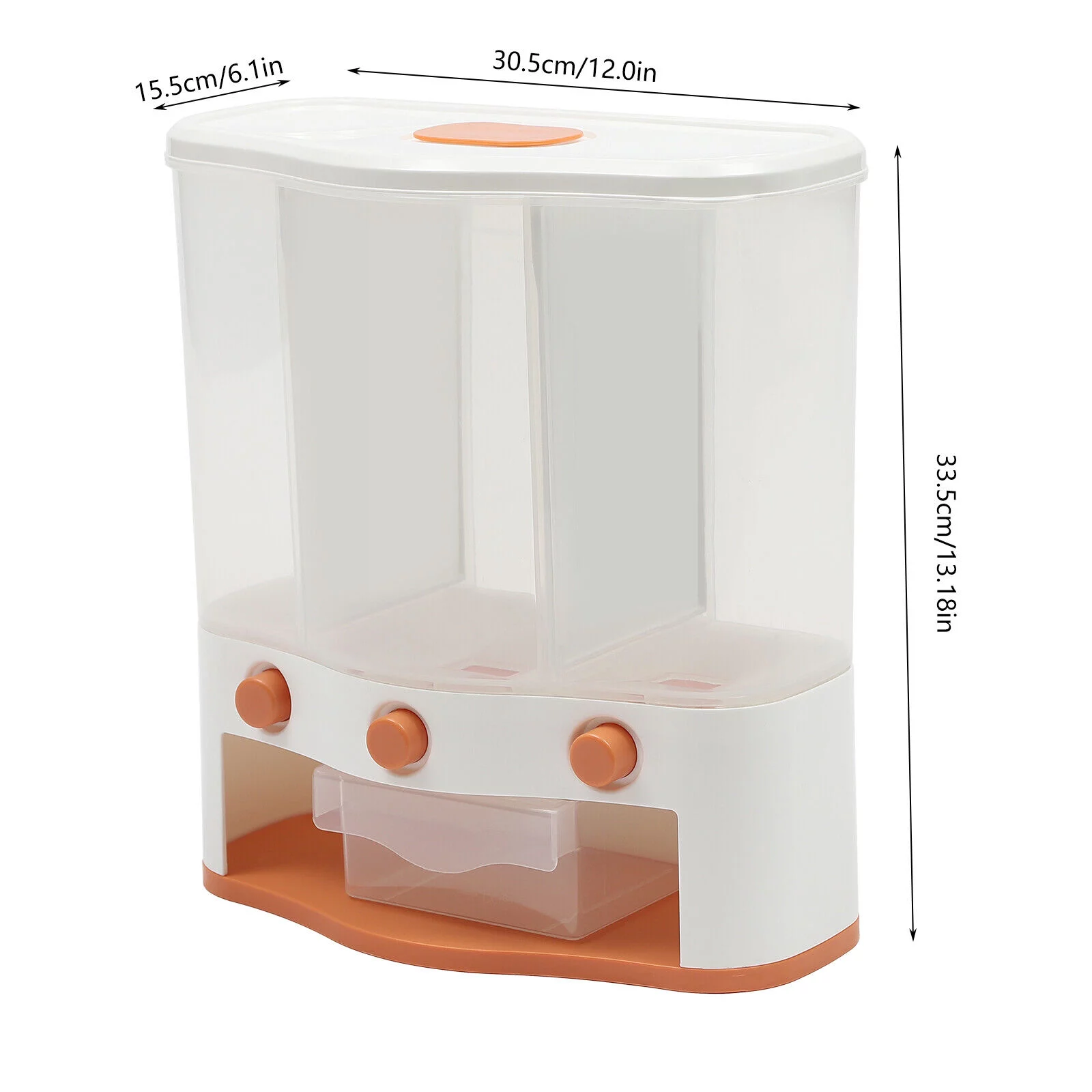 3-Grids Large Dry Food Storage Container Kitchen Rice Bean Grain Dispenser Case