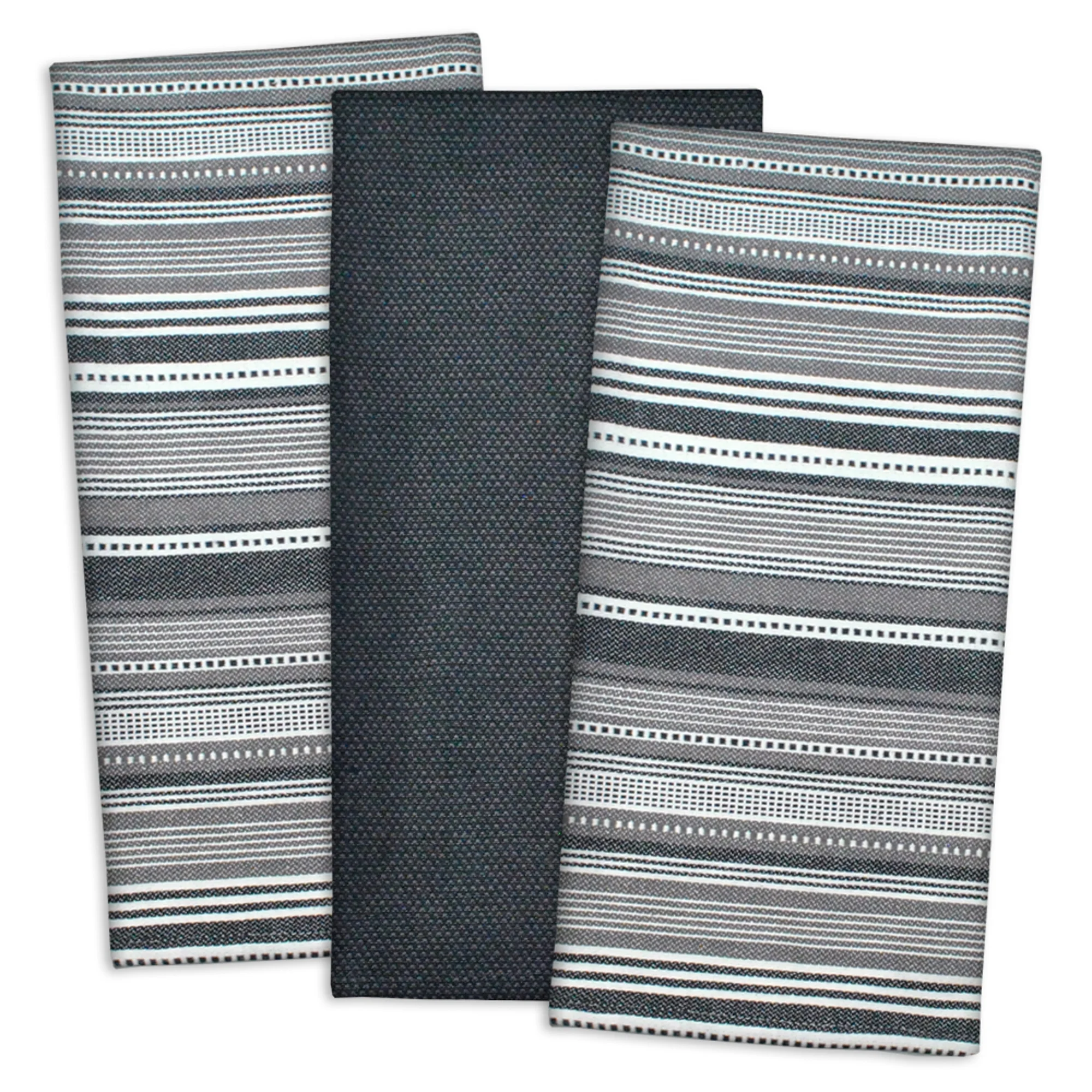 Design Imports Urban Stripe Dishtowel (Set of 3) Black