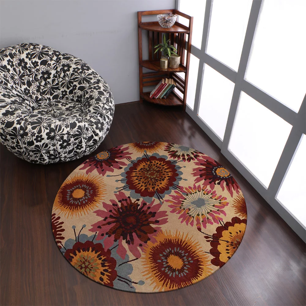 RUGSOTIC CARPETS HAND TUFTED WOOL ECO-FRIENDLY AREA RUGS - 10'x10', Round, Cream, Modern Contemporary Design, High Pile Thick Handmade Anti Skid Area Rugs for Living Room, Bed Room (K00512)