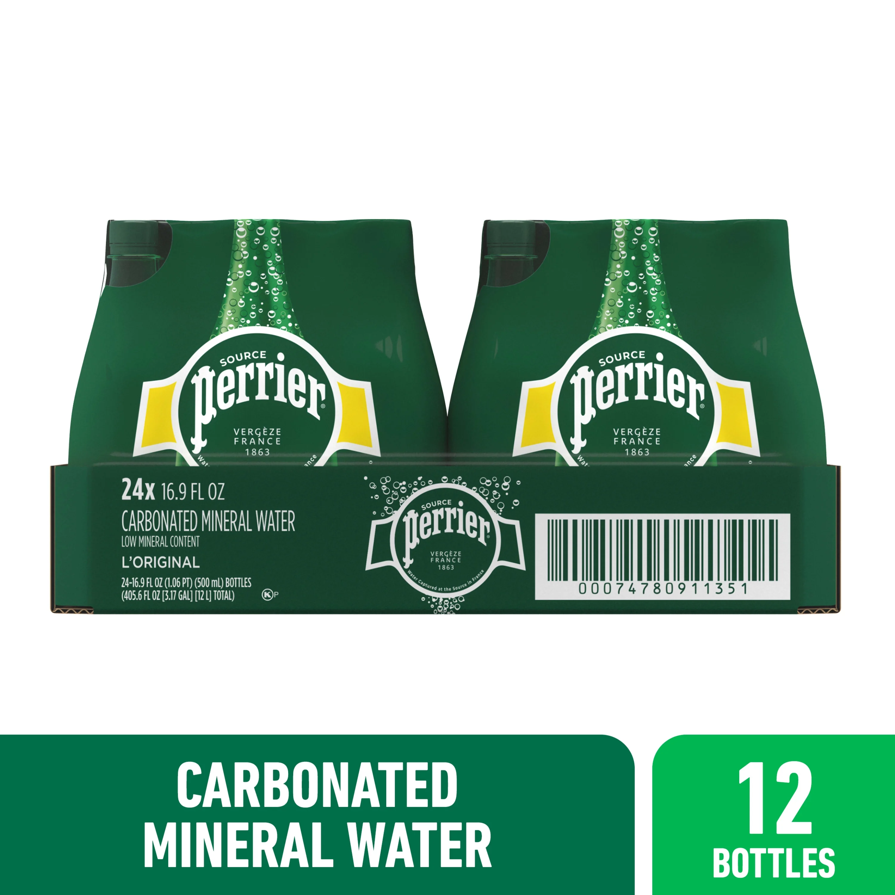 Perrier Carbonated Mineral Water, 405.6 fl oz, 24 Pack Plastic Water Bottles
