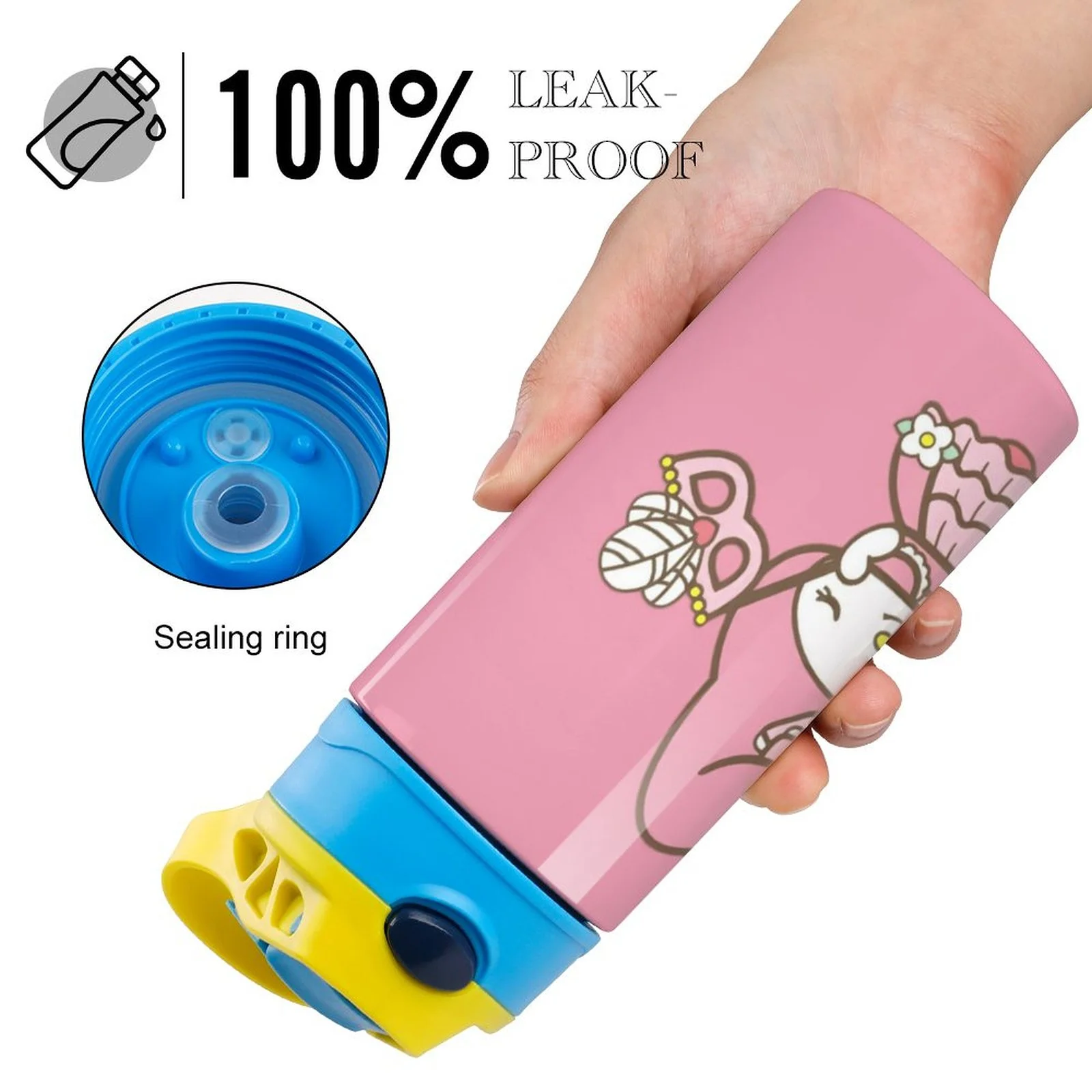 Smile My Melody Children's Water Bottle Vacuum Insulated Stainless Steel Cup With Straw Toddler Thermoses