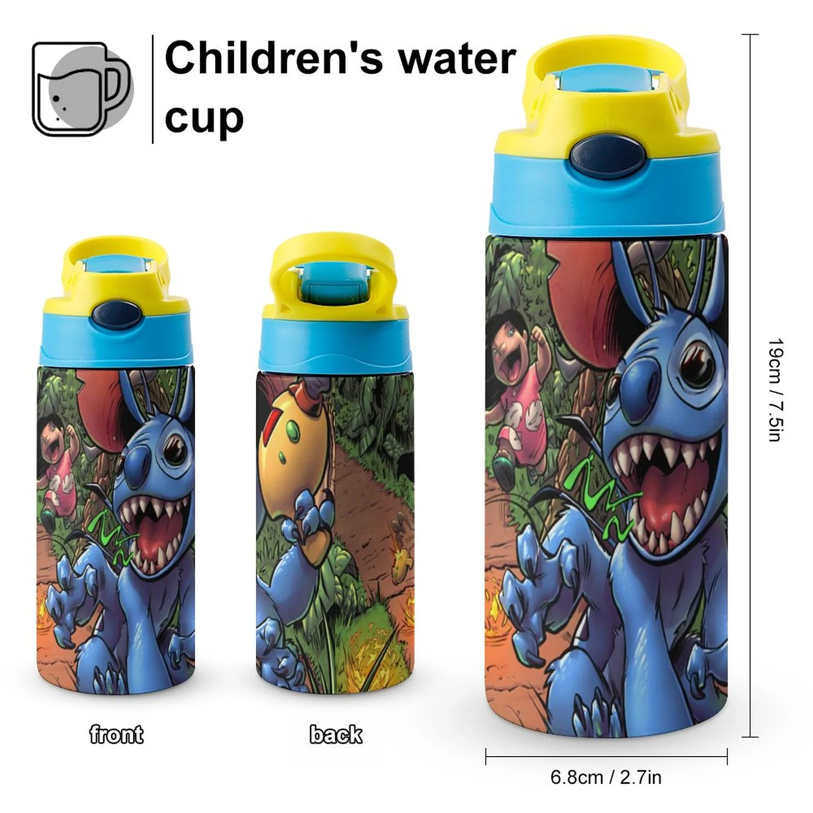 Stitch Children's Water Bottle Vacuum Insulated Stainless Steel Cup With Straw Toddler Thermoses