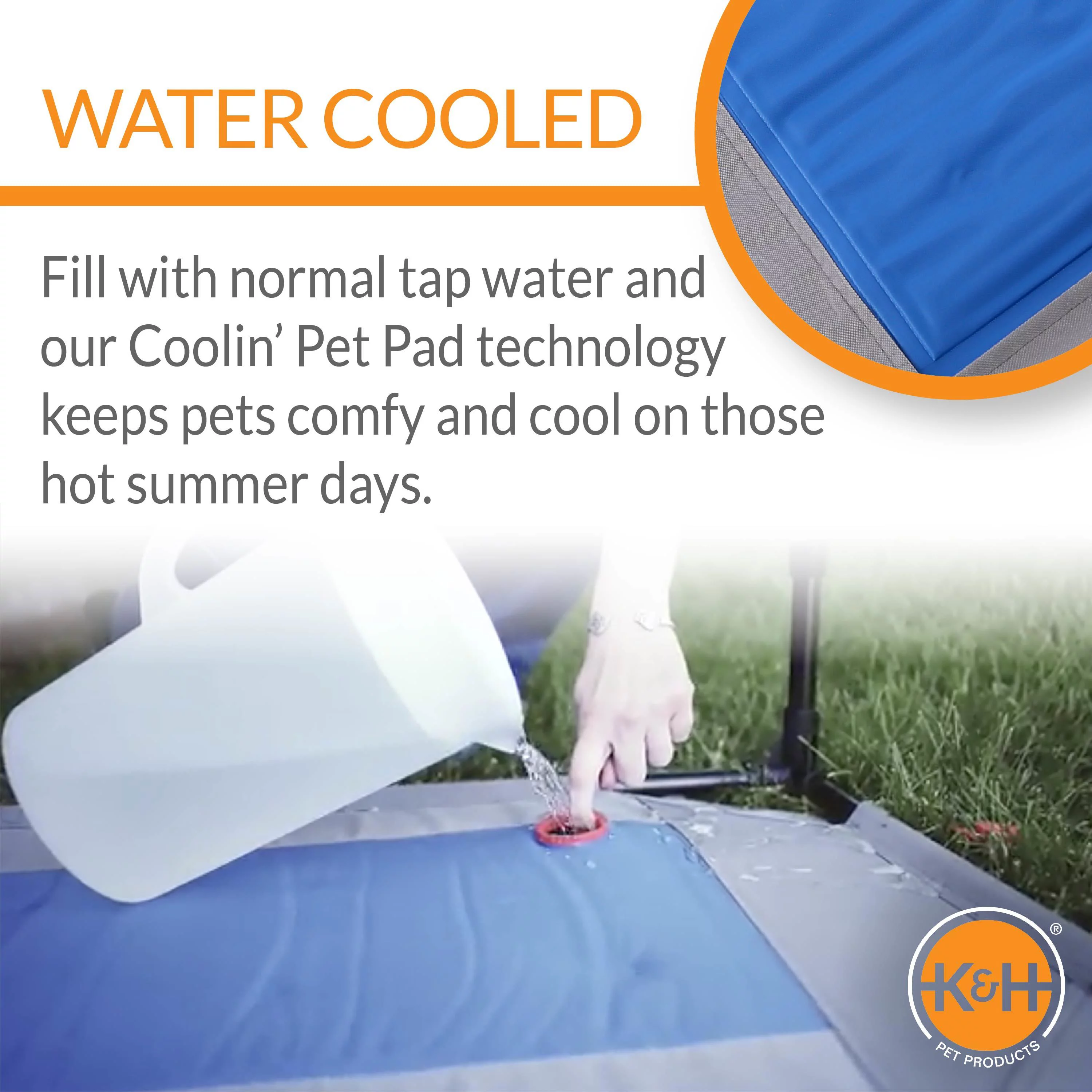 K&H Pet Products Coolin' Pet Cot Elevated Pet Bed Gray/Blue Large 30 X 42 X 7 Inches