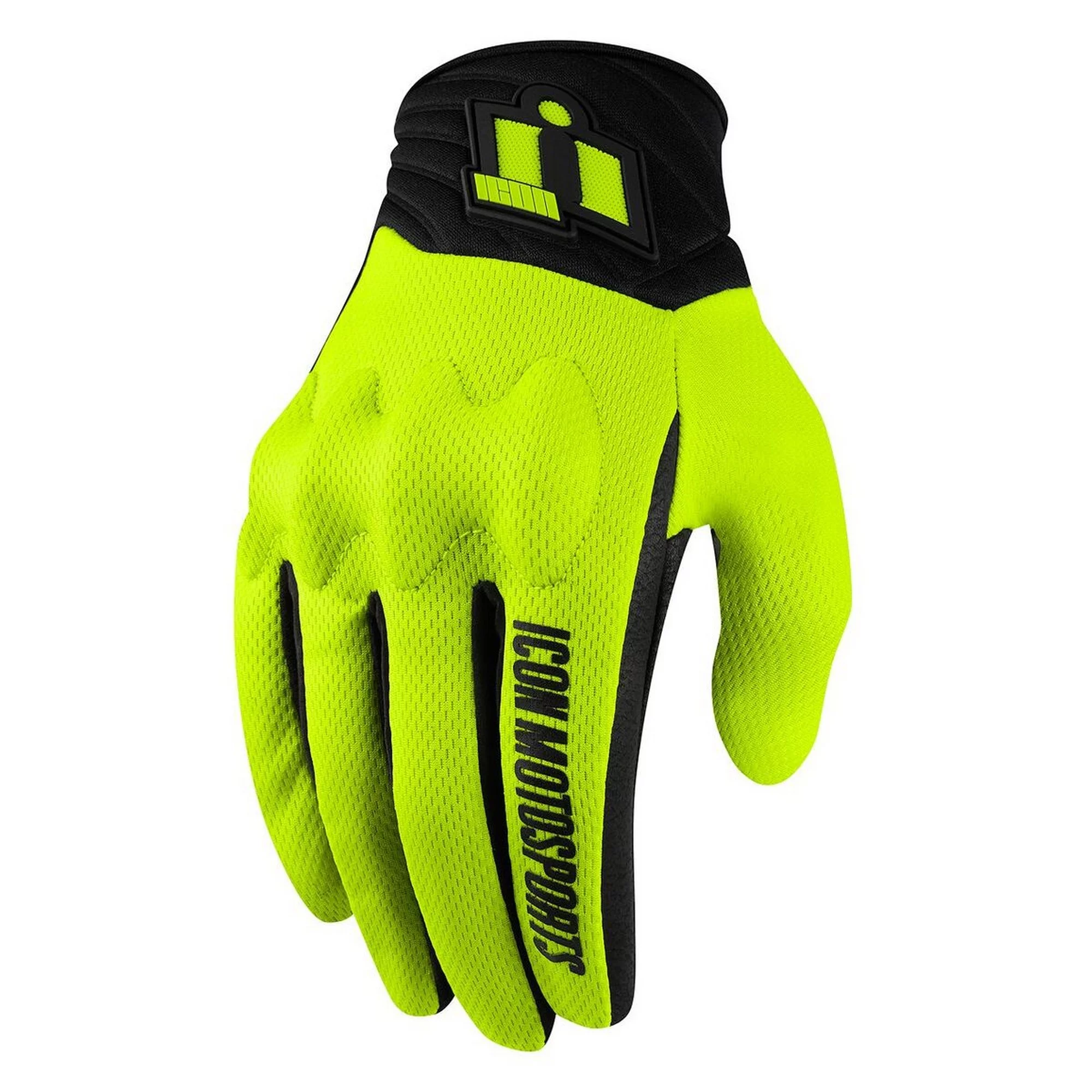 Icon Anthem 2 CE Mens Textile Motorcycle Gloves Hi-Viz SM