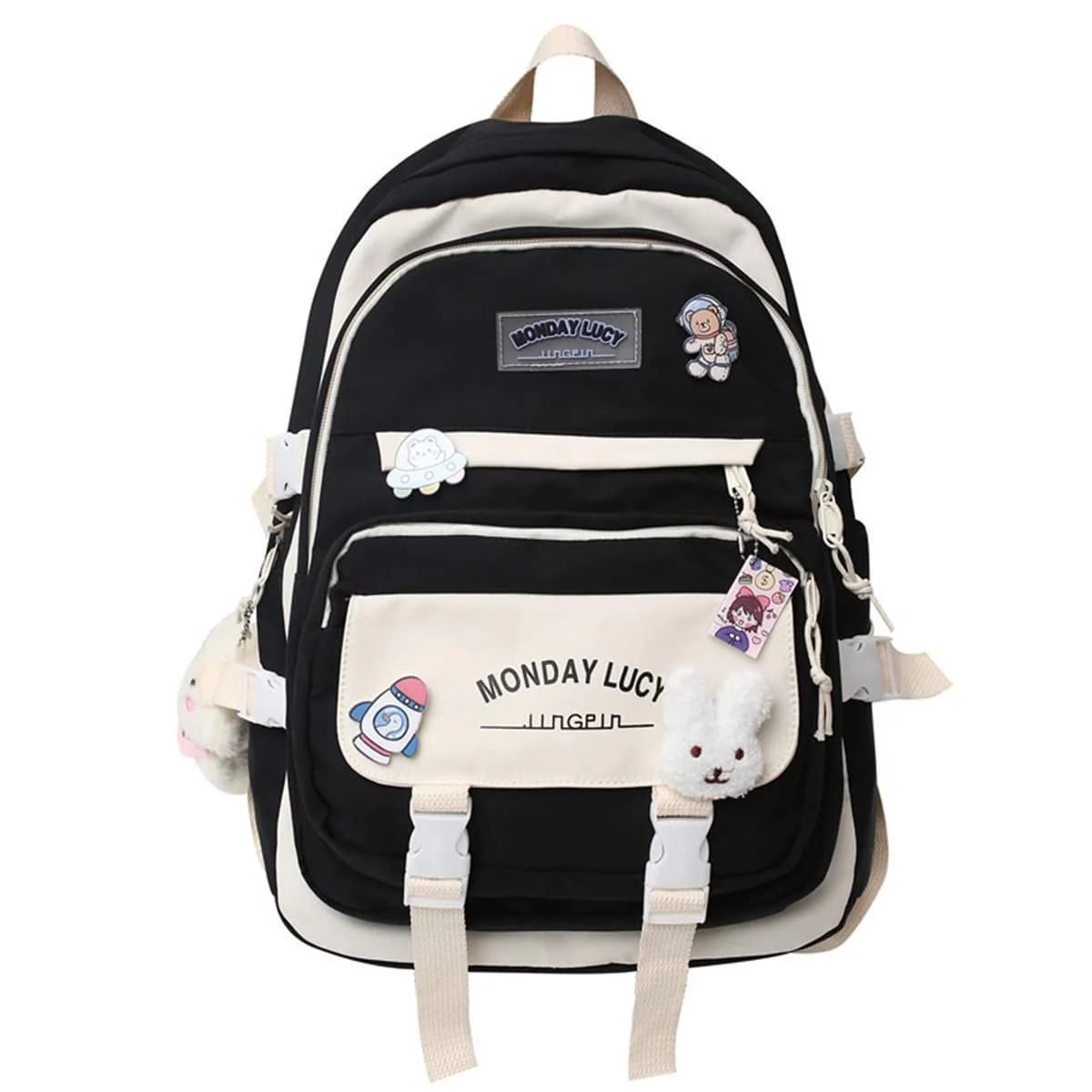 Cute School Backpack for Teen Elementary Girls Bookbag Bear Aesthetic Backpacks
