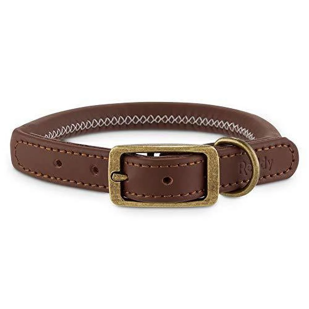 reddy brown leather dog collar, small by petco