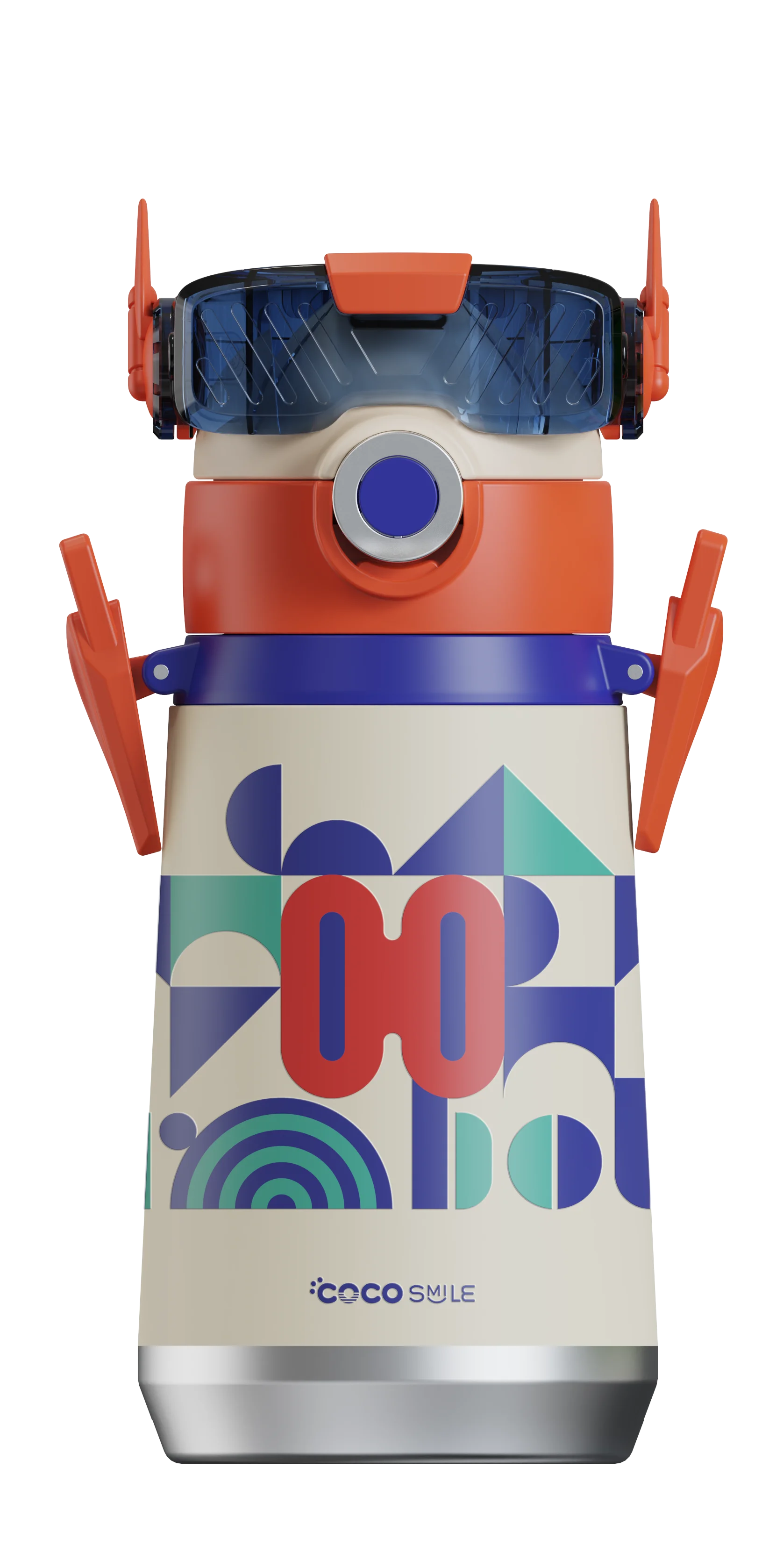 Robot Straw Thermos Cup (Double Eyes, White Color)