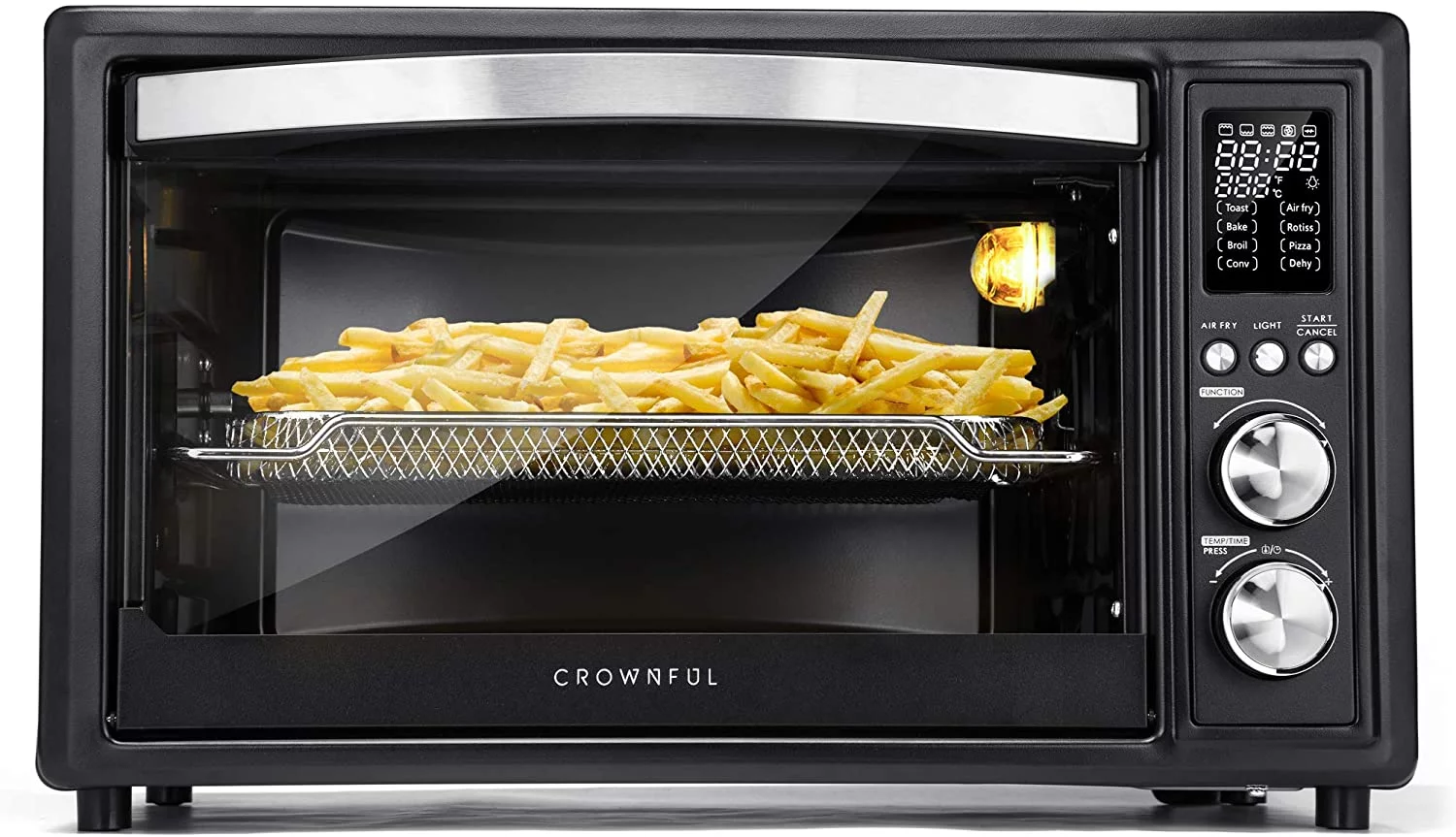 CROWNFUL Air Fryer Toaster Oven, 32 Quart Convection Roaster Stainless Steel, 1800W, ETL Listed