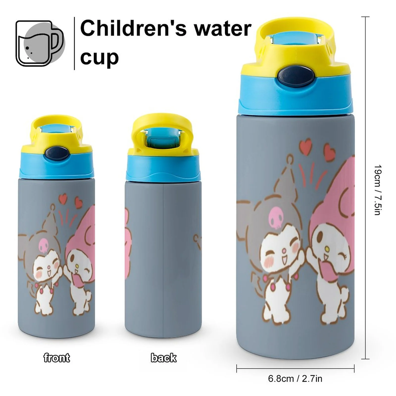 Lovely My Melody Children's Water Bottle Vacuum Insulated Stainless Steel Cup With Straw Toddler Thermoses