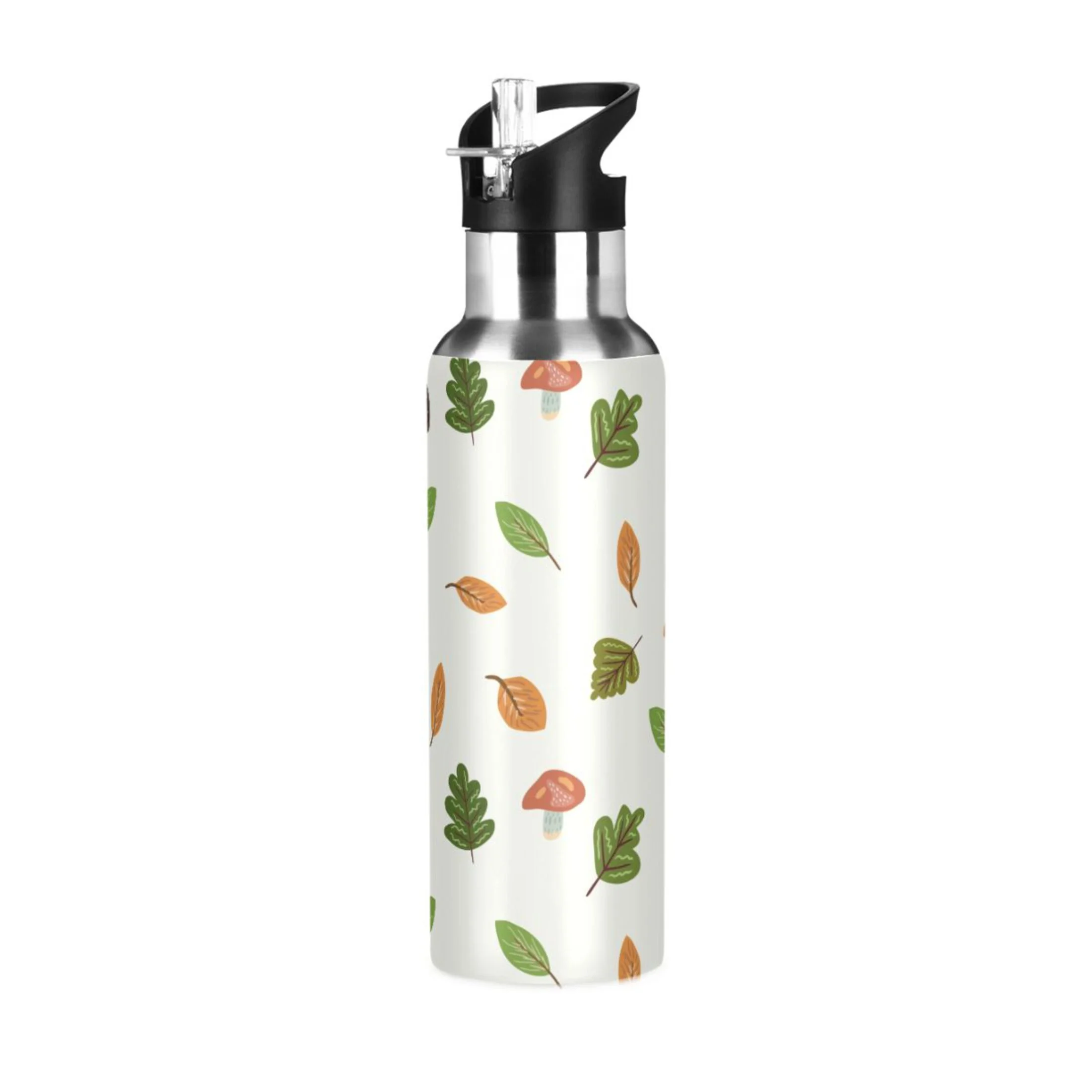 Mushrooms and Leaves Water Bottles Insulated Thermos Kids Stainless Steel Bottle with Straw Lid Flask Leakproof for Sports Gym 20 oz
