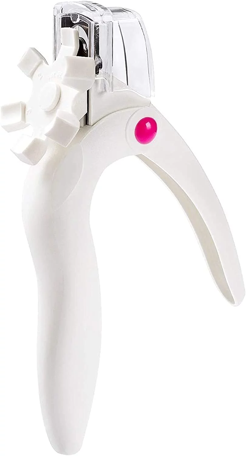 Pet Nail Scissors Acrylic Nail Tips Clipper for Acrylic UV Gel False Nail Edge Clipper, Flat Scissors French Style with Turntable (Color : White)