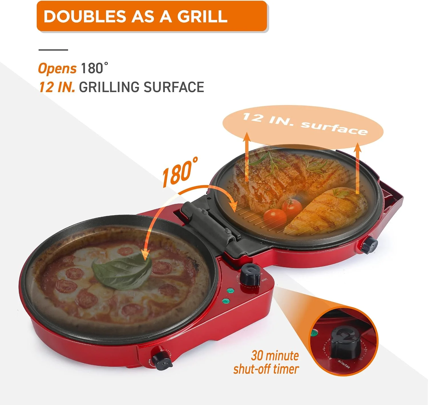 Countertop Pizza Maker, Indoor Electric Countertop Grill, Quesadilla Maker With Timer